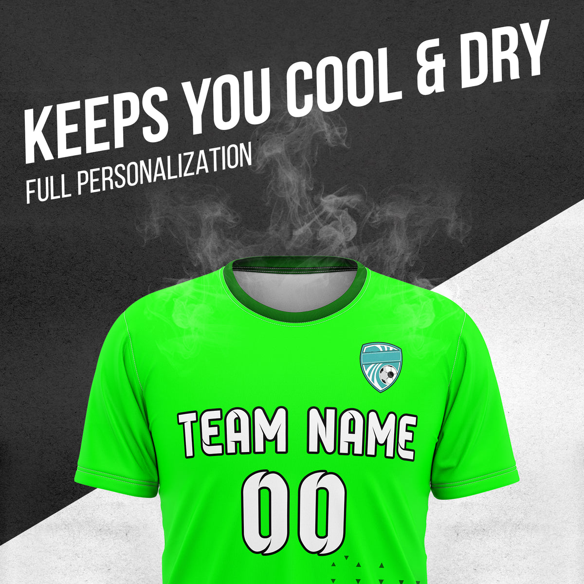 Custom Tri-Edge R Side Pattern Soccer Neon Green Sport Tops Jersey