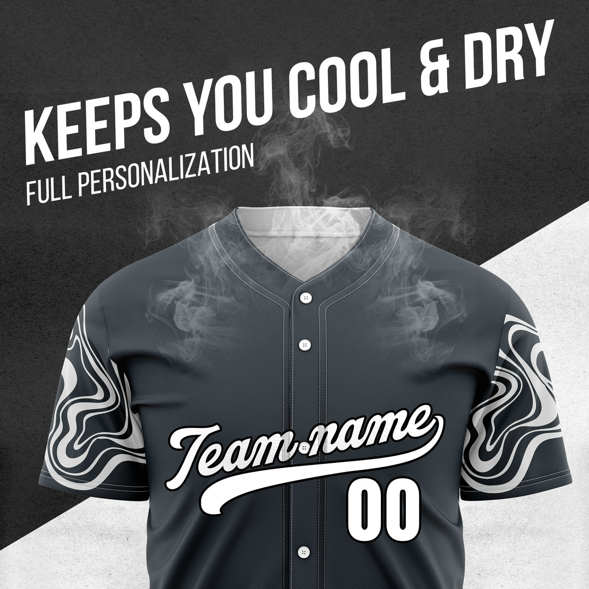 Custom Wave Grey Baseball Sports Jerseys Personalized Uniform with Name & Numbers
