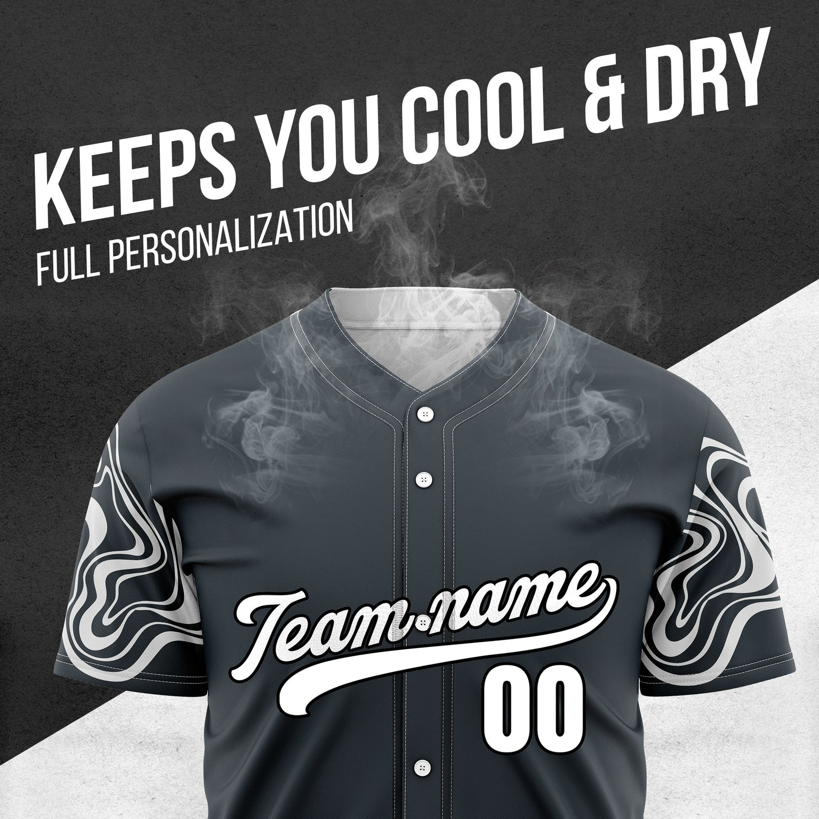 Custom Wave Grey Baseball Sports Jerseys Personalized Uniform with Name & Numbers