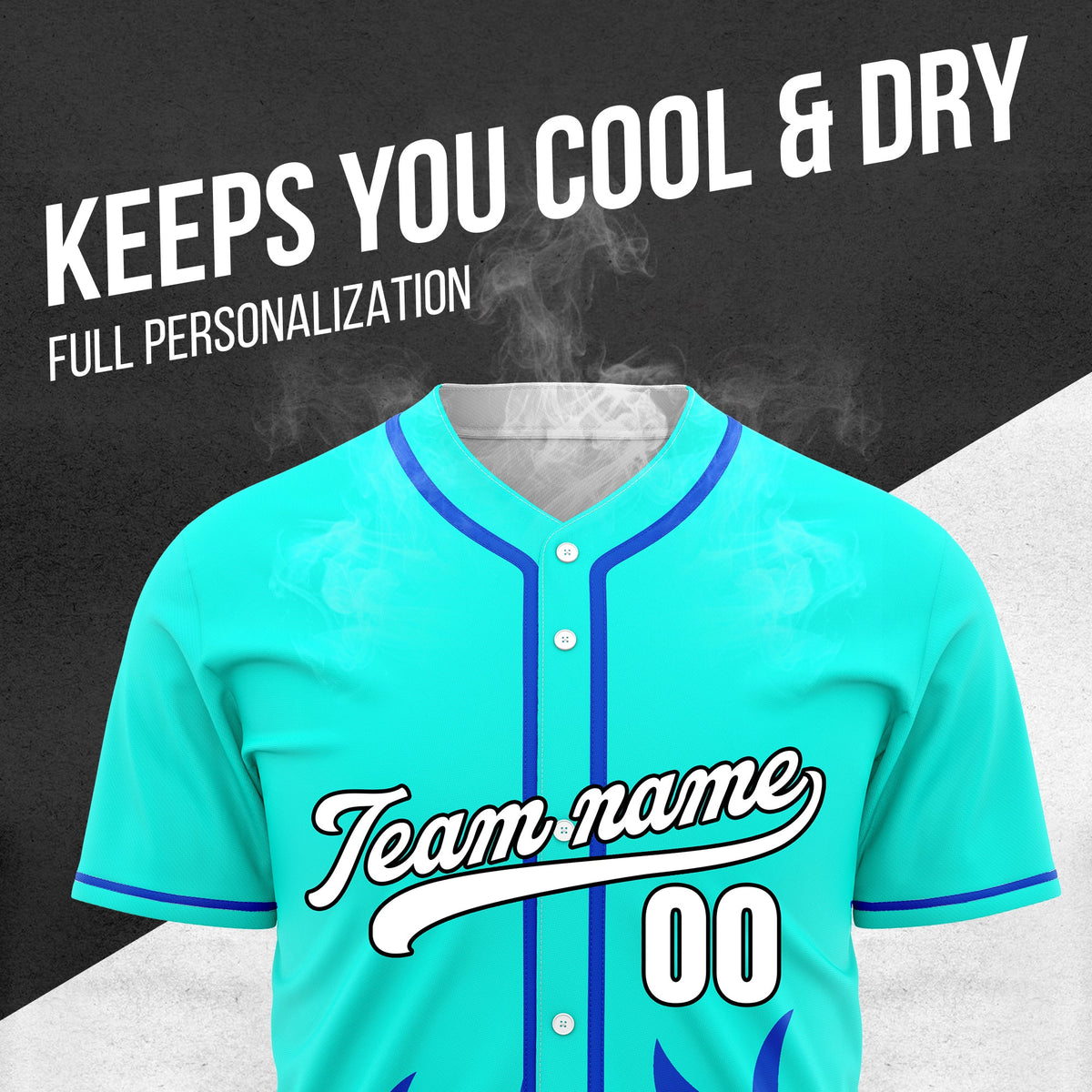 Custom Burnout Aqua Baseball Sports Jersey Personalized Uniform with Name & Number