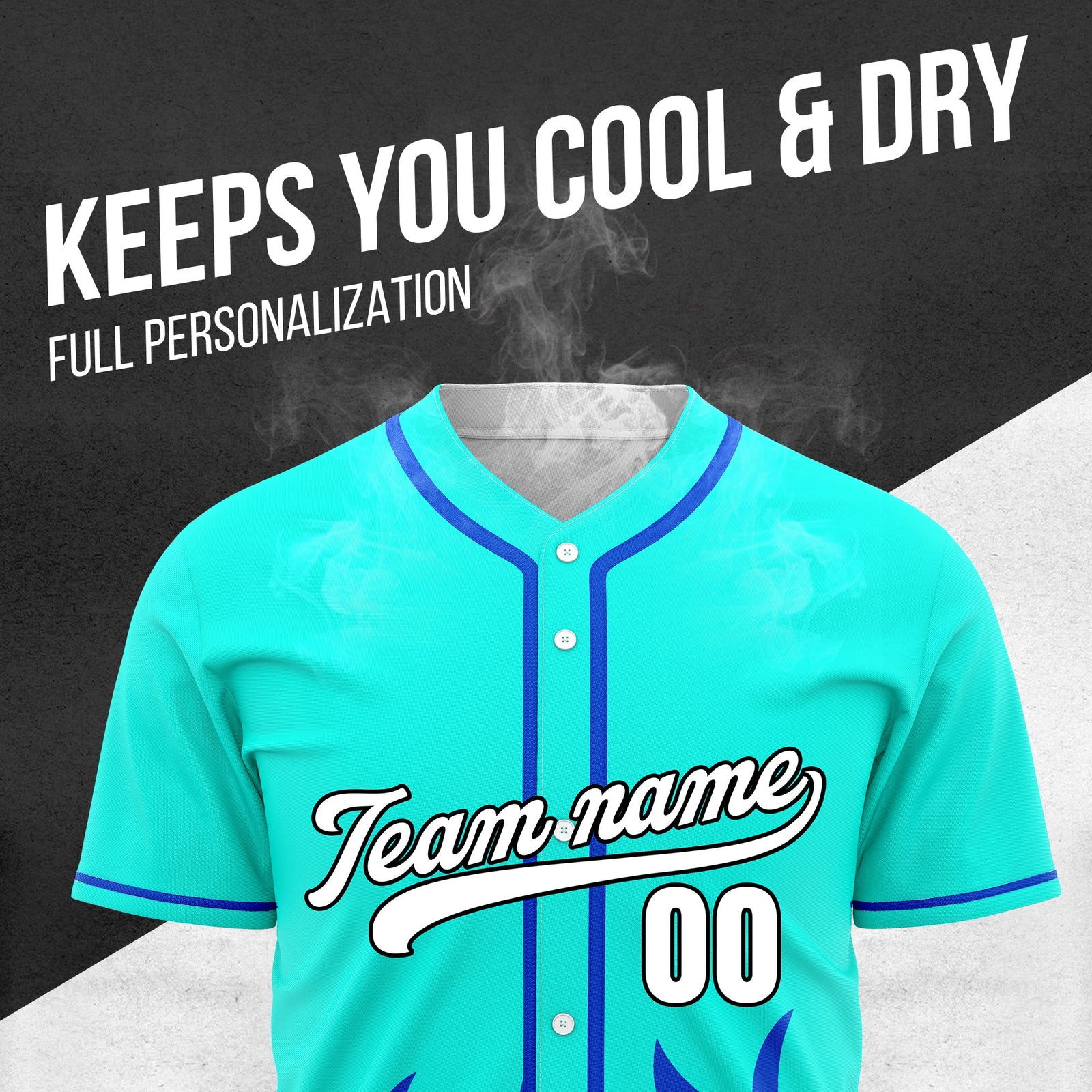 Custom Burnout Aqua Baseball Sports Jersey Personalized Uniform with Name & Number