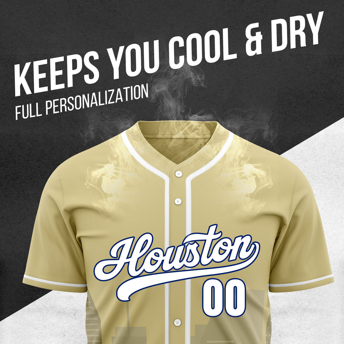 Custom City Pulse Khaki Baseball Sports Jersey Personalized Uniform with Name & Number