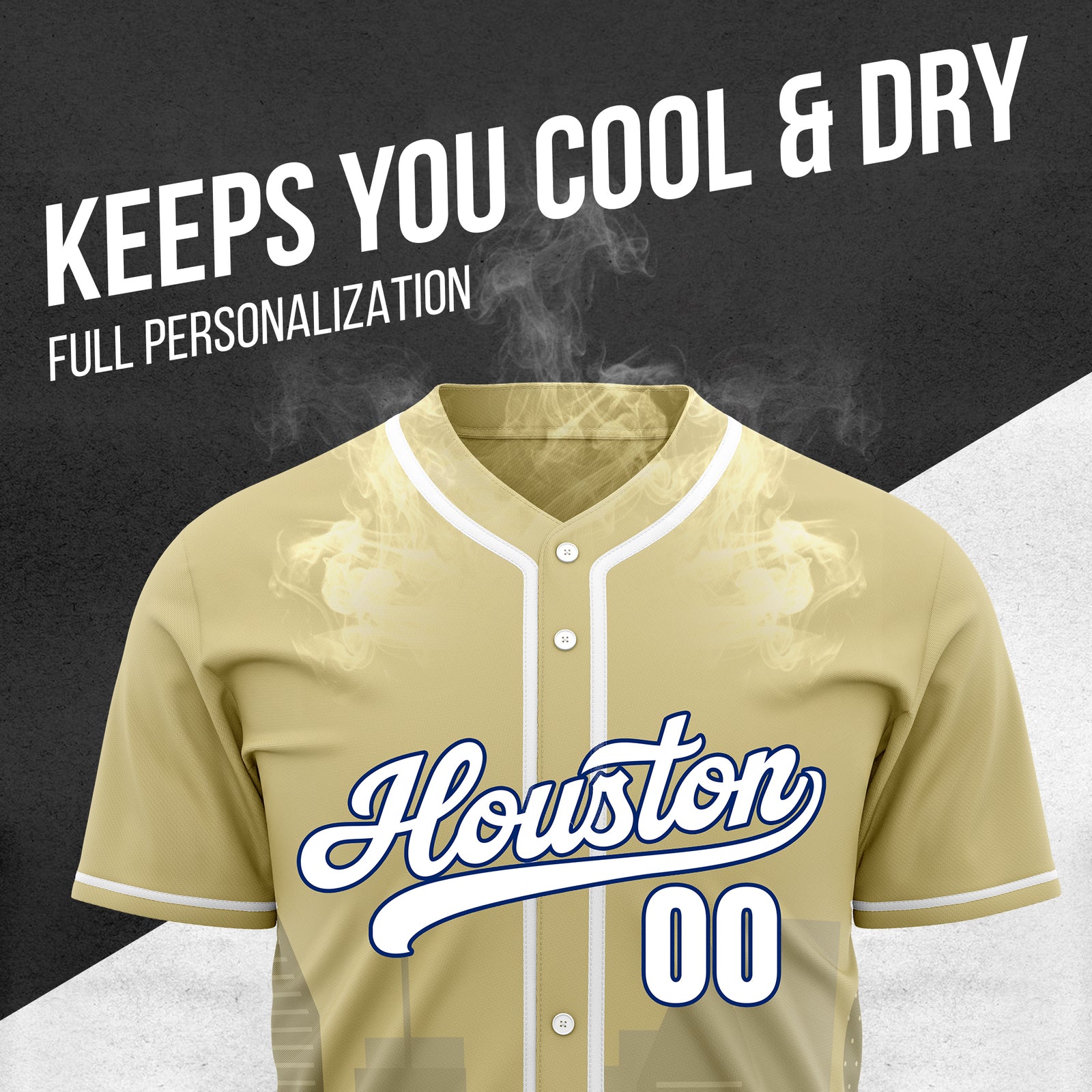 Custom City Pulse Khaki Baseball Sports Jersey Personalized Uniform with Name & Number