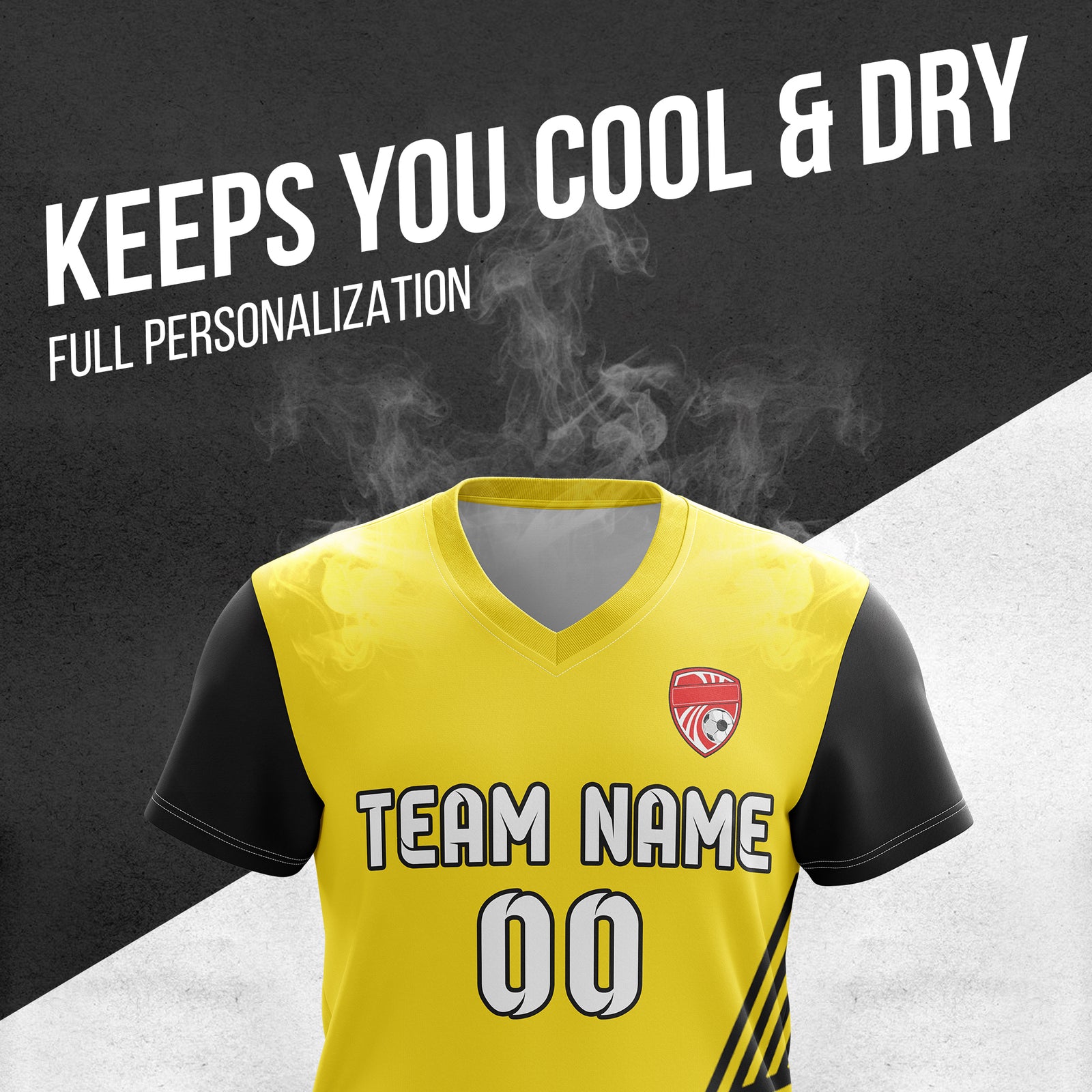 Custom Rapid Line V-Side Pattern Yellow Soccer sport Tops Jersey
