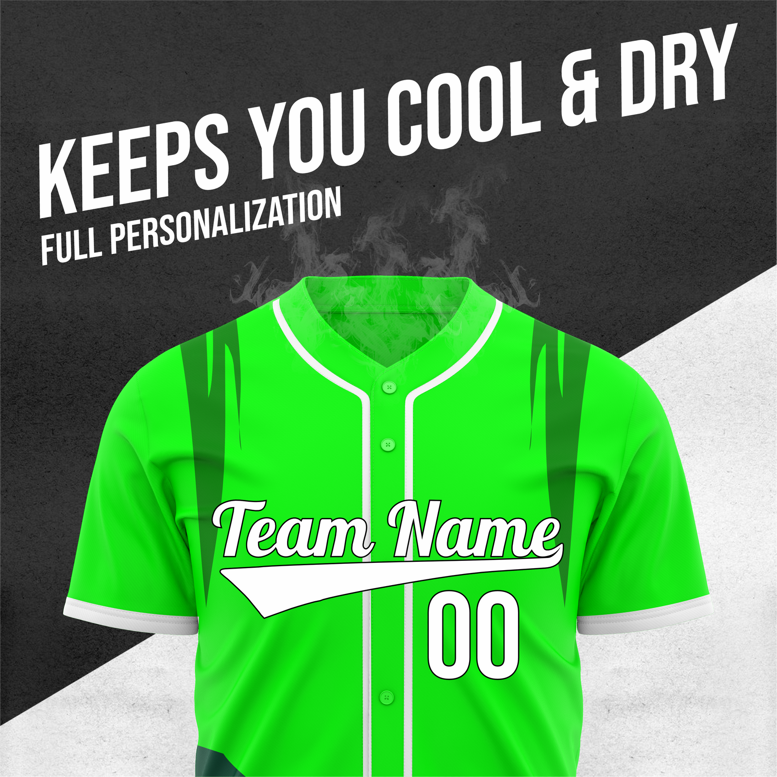 Custom Curve Edge Baseball Green Sports Jersey Personalized Uniform with Name & Number