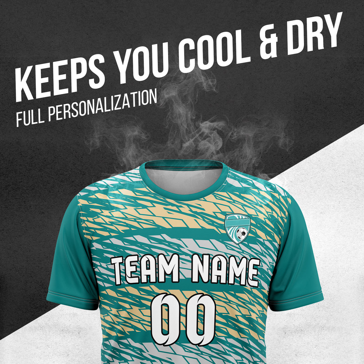 Custom Flare Strike R-Full Pattern Soccer Teal Sport Tops Jersey