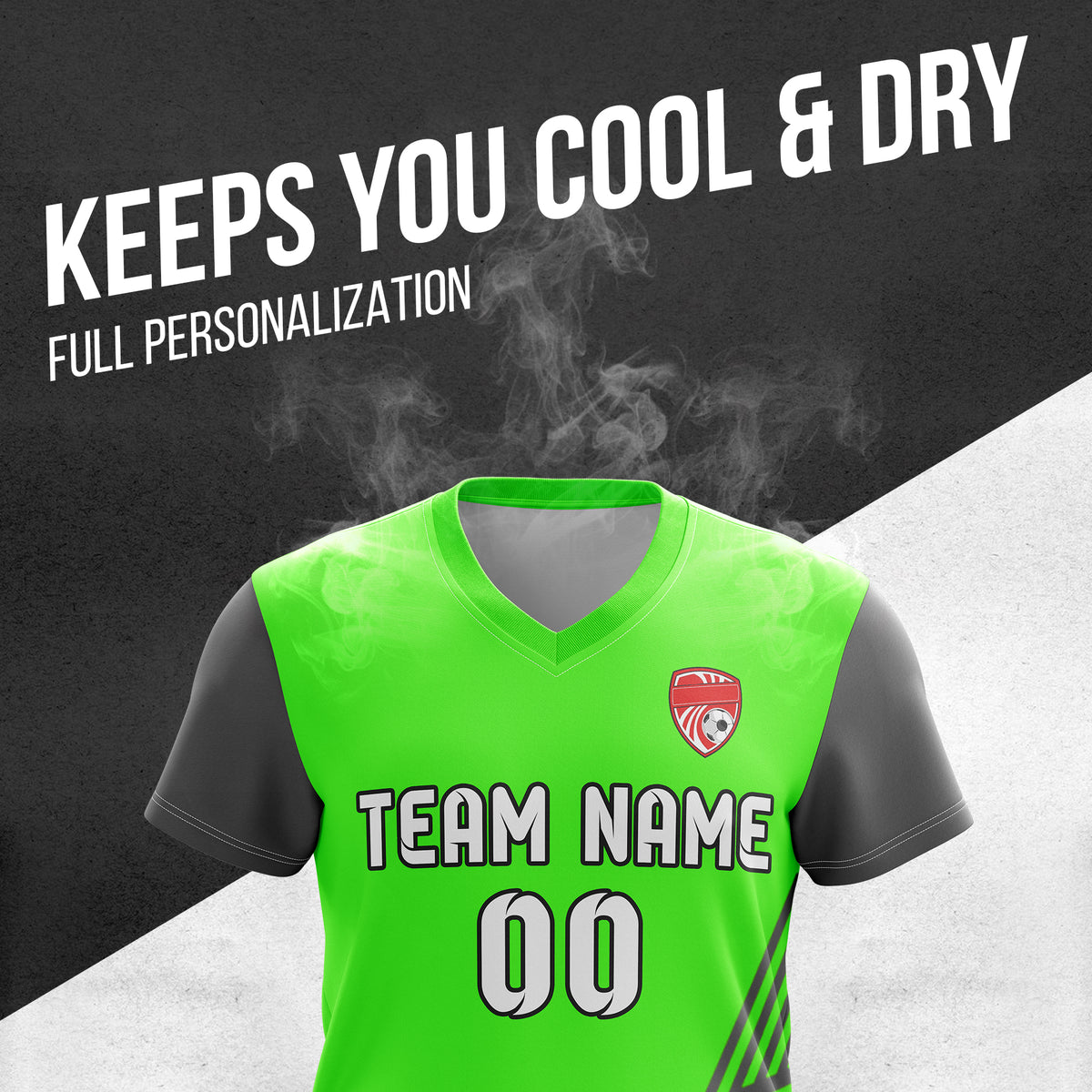 Custom Rapid Line V-Side Pattern Neon Green Soccer sport Tops Jersey