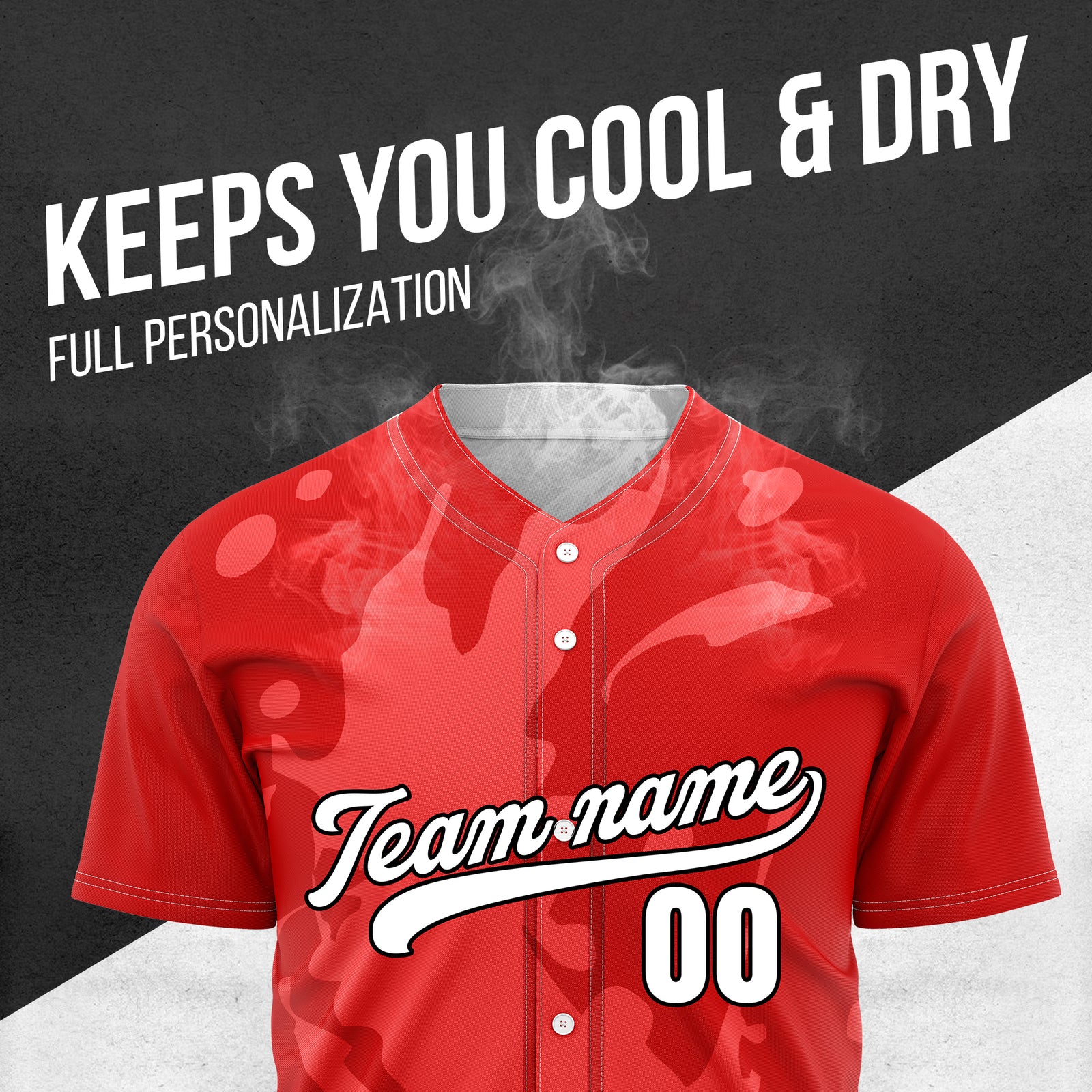 Custom Ink Splash Red Baseball Sports Jersey Personalized Uniform with Name & Number
