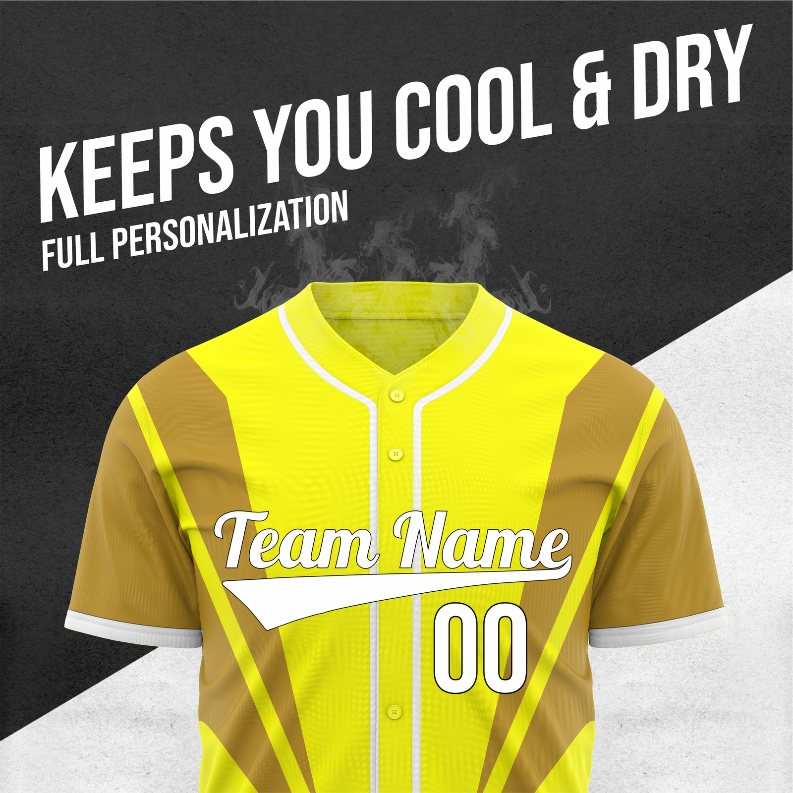 Custom Panel Flow Baseball Yellow Sports Jersey Personalized Uniform with Name & Number