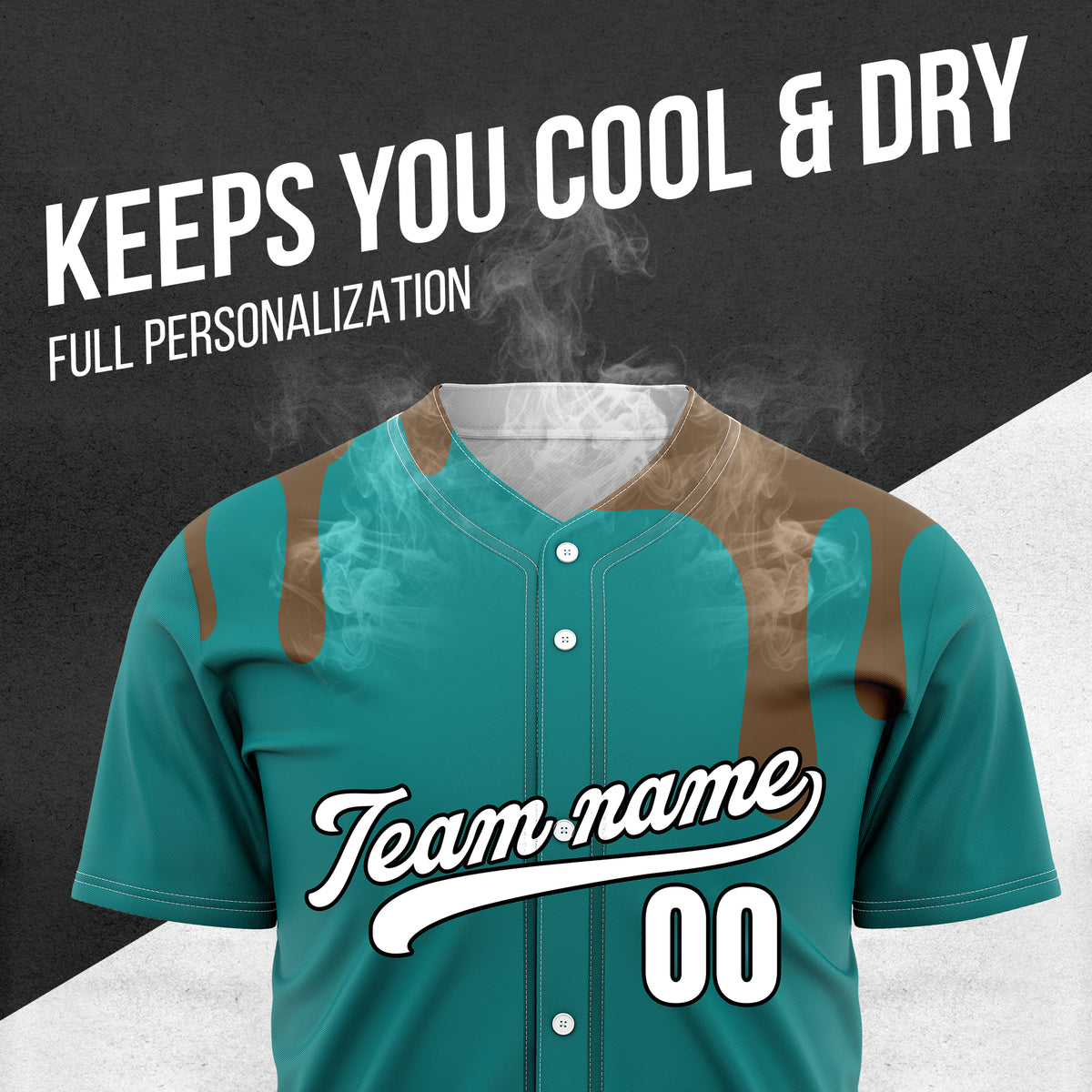 Custom Ink Dripline Teal Sports Jersey Personalized Uniform with Name & Number