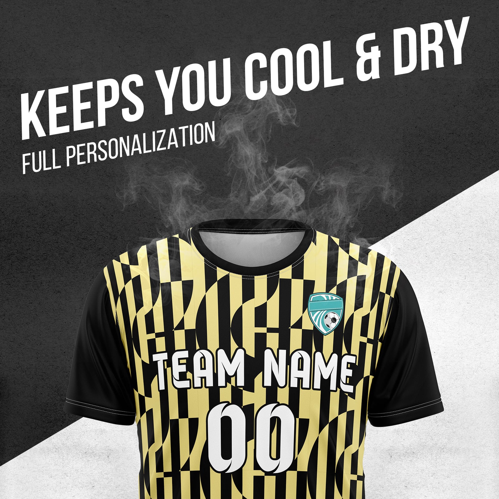 Custom Pulse Grid R-Full Pattern Soccer Black Sport Tops Jersey
