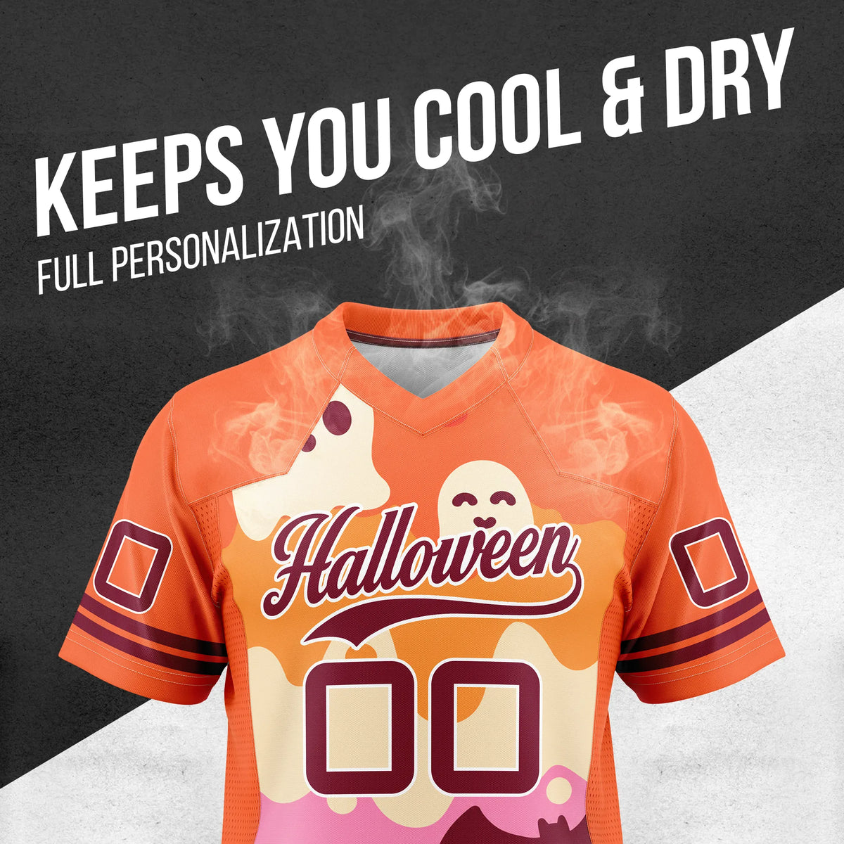 Custom Halloween Flag Football Jersey D10 Personalized Uniform with Name & Number