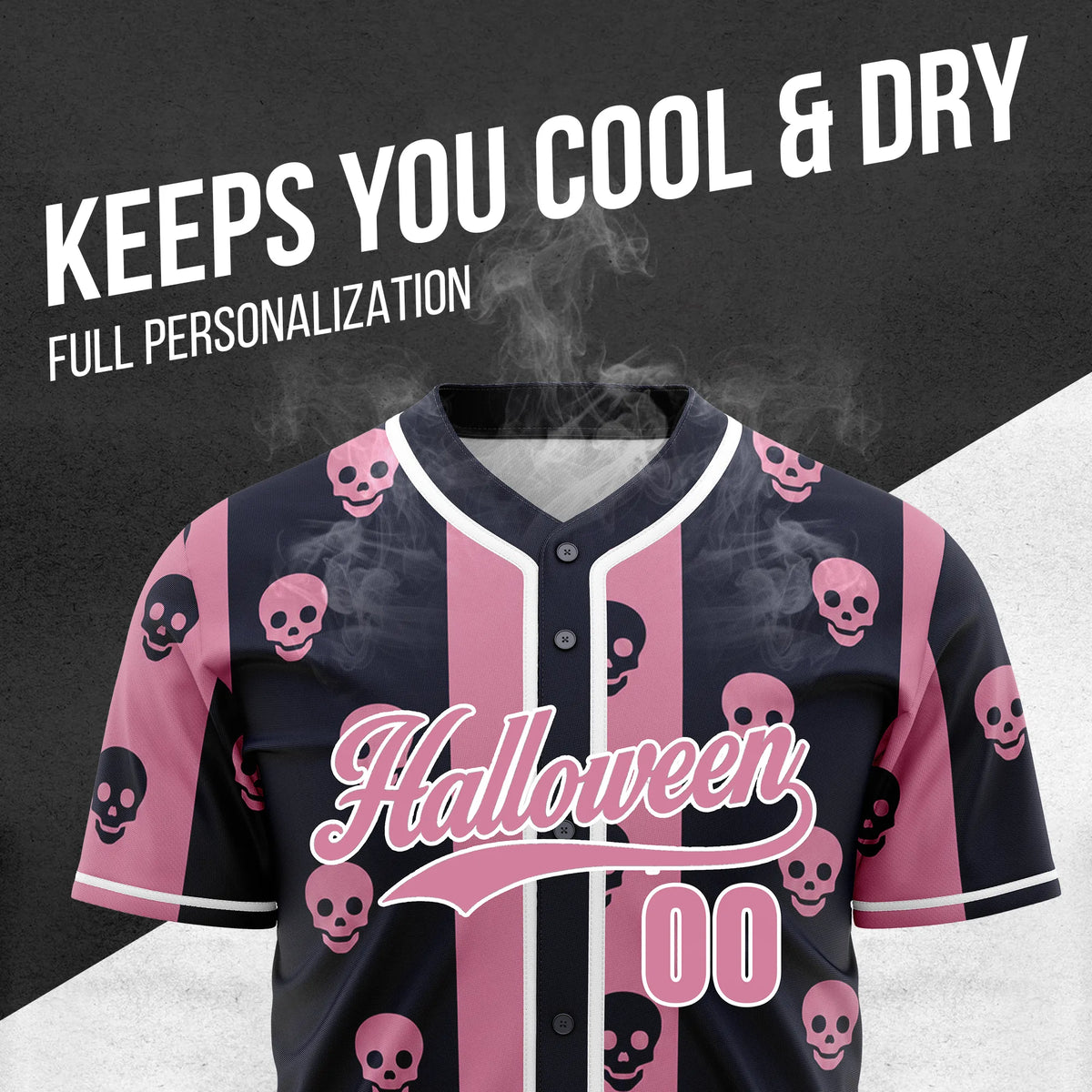 Custom Skullstripe Baseball Sports Jersey Personalized Uniform with Name & Number