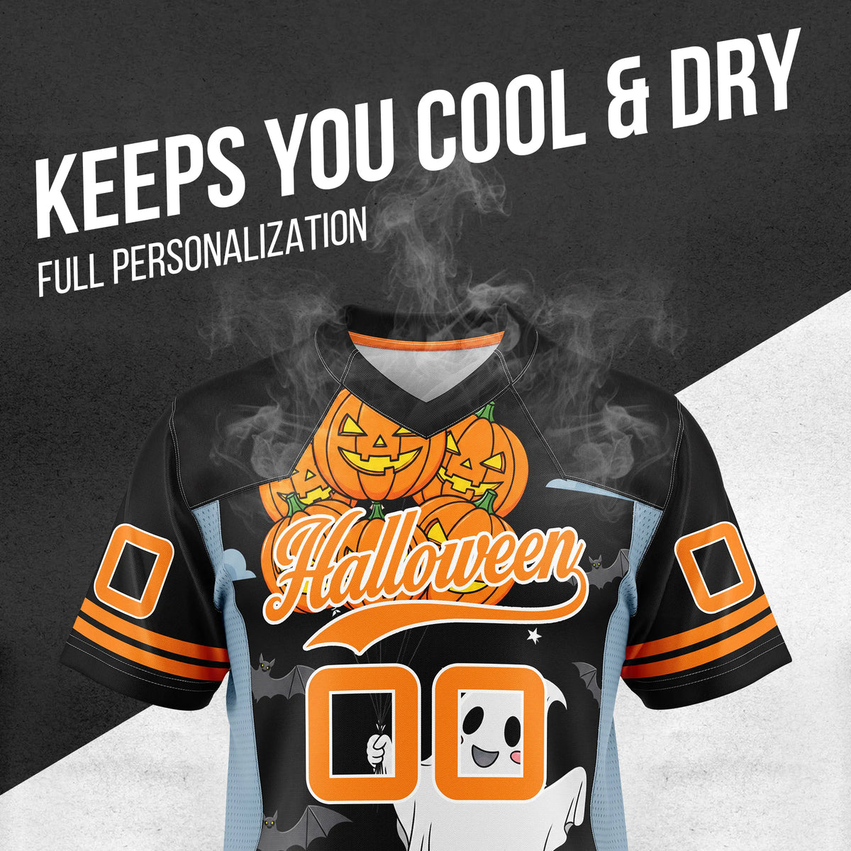 Custom Halloween Flag Football Jersey D6 Personalized Uniform with Name & Number