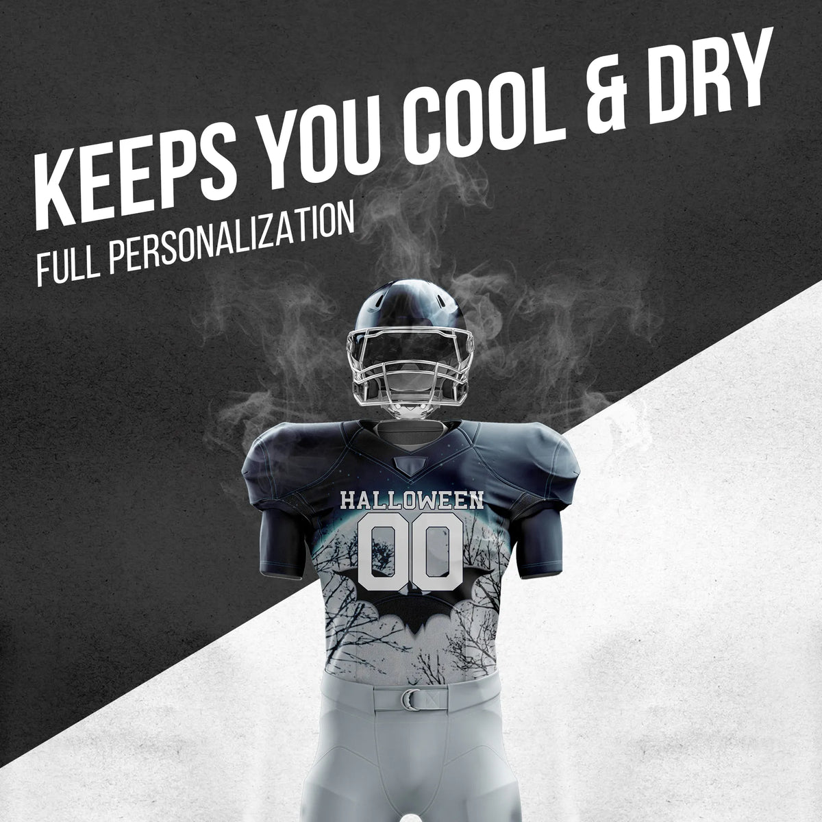 Custom Midnight Bat Halloween American Football Jersey Personalized Uniform with Name & Number