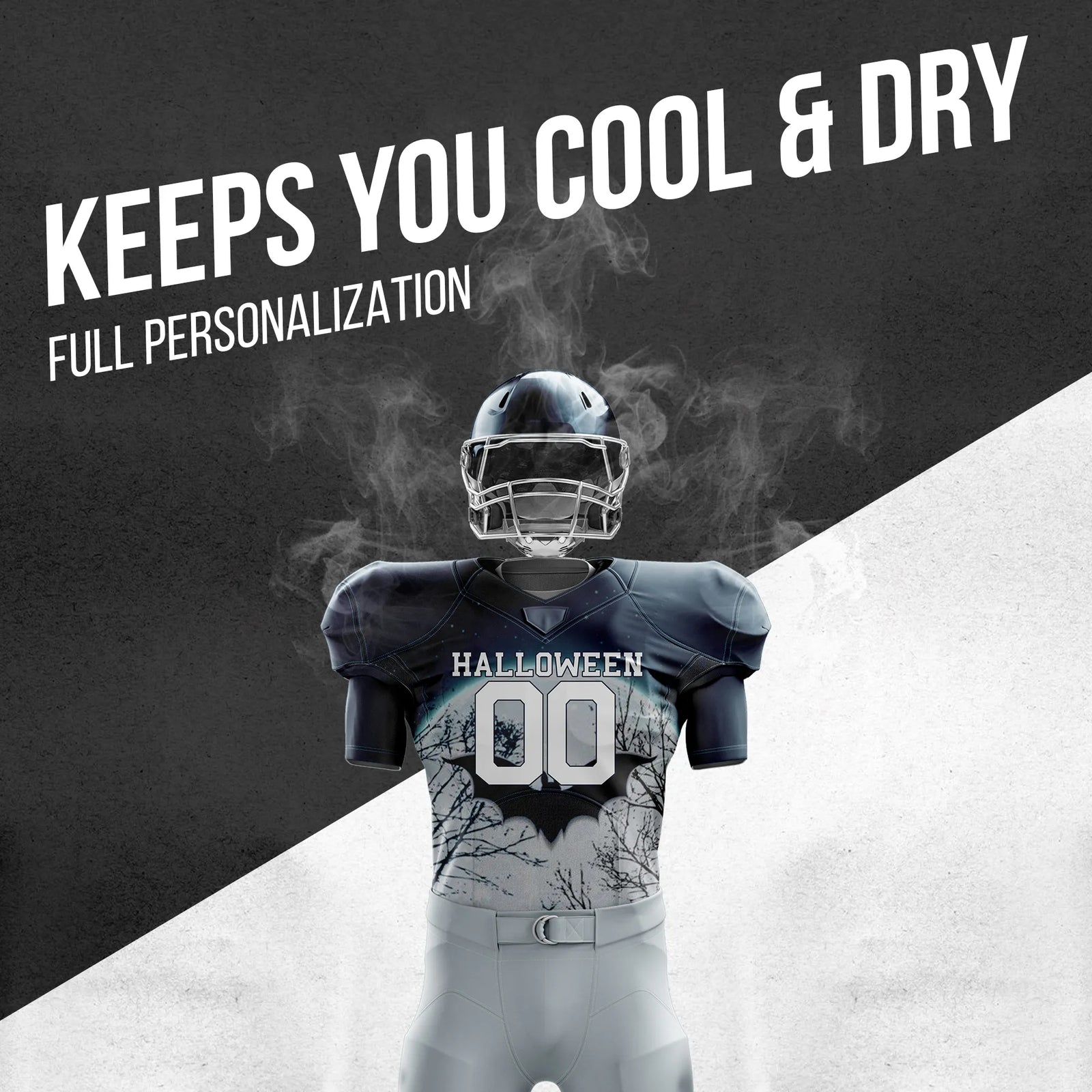 Custom Midnight Bat Halloween American Football Jersey Personalized Uniform with Name & Number