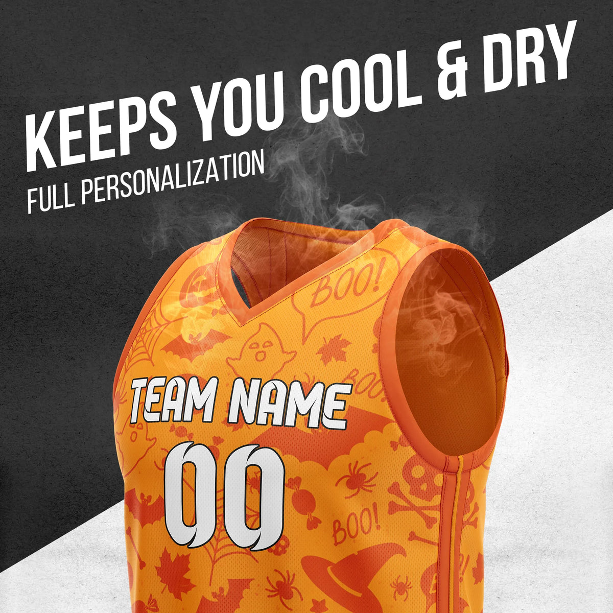 Custom Basketball BooFest Sports Jersey Personalized Uniform with Name & Number