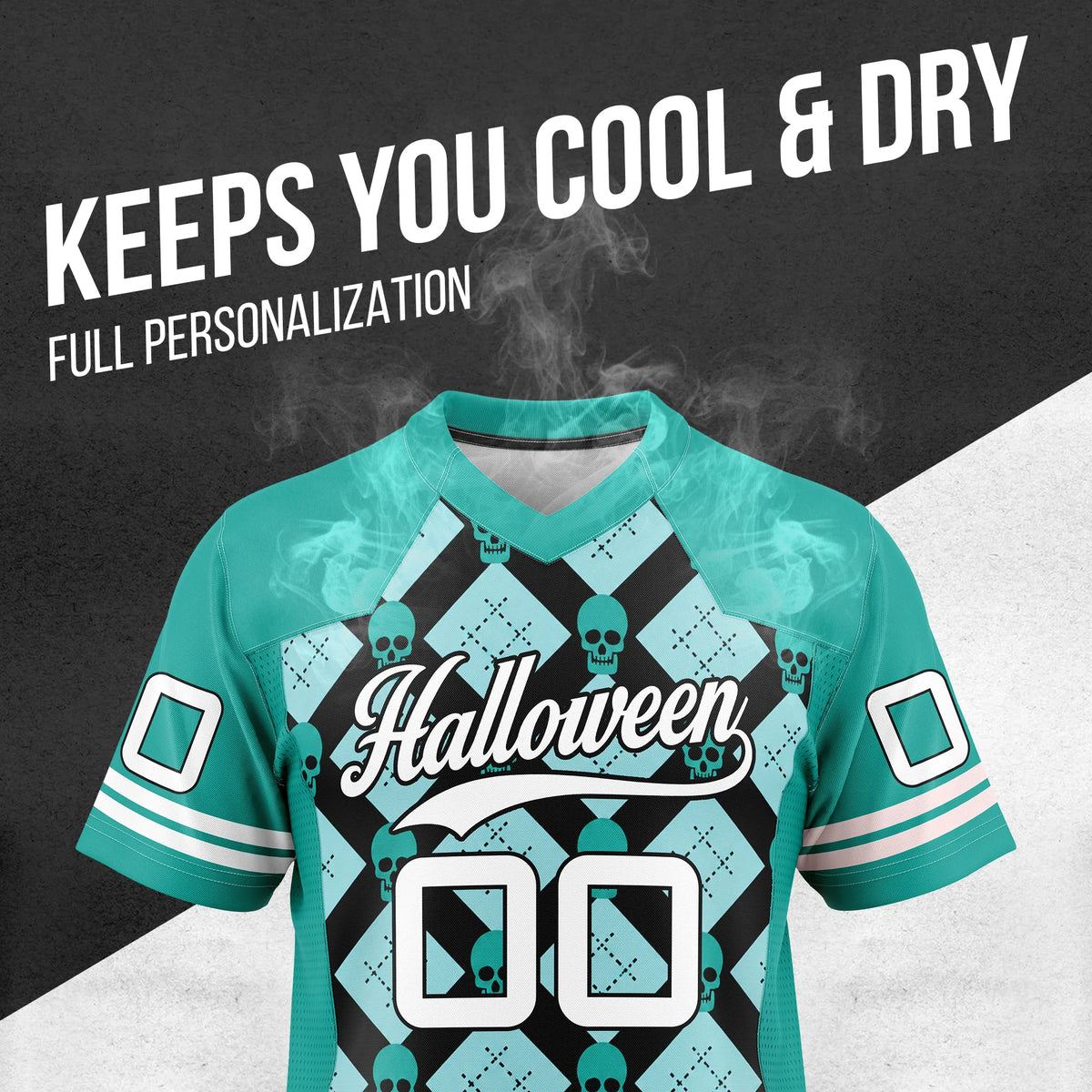 Custom Halloween Flag Football Jersey D4 Personalized Uniform with Name & Number