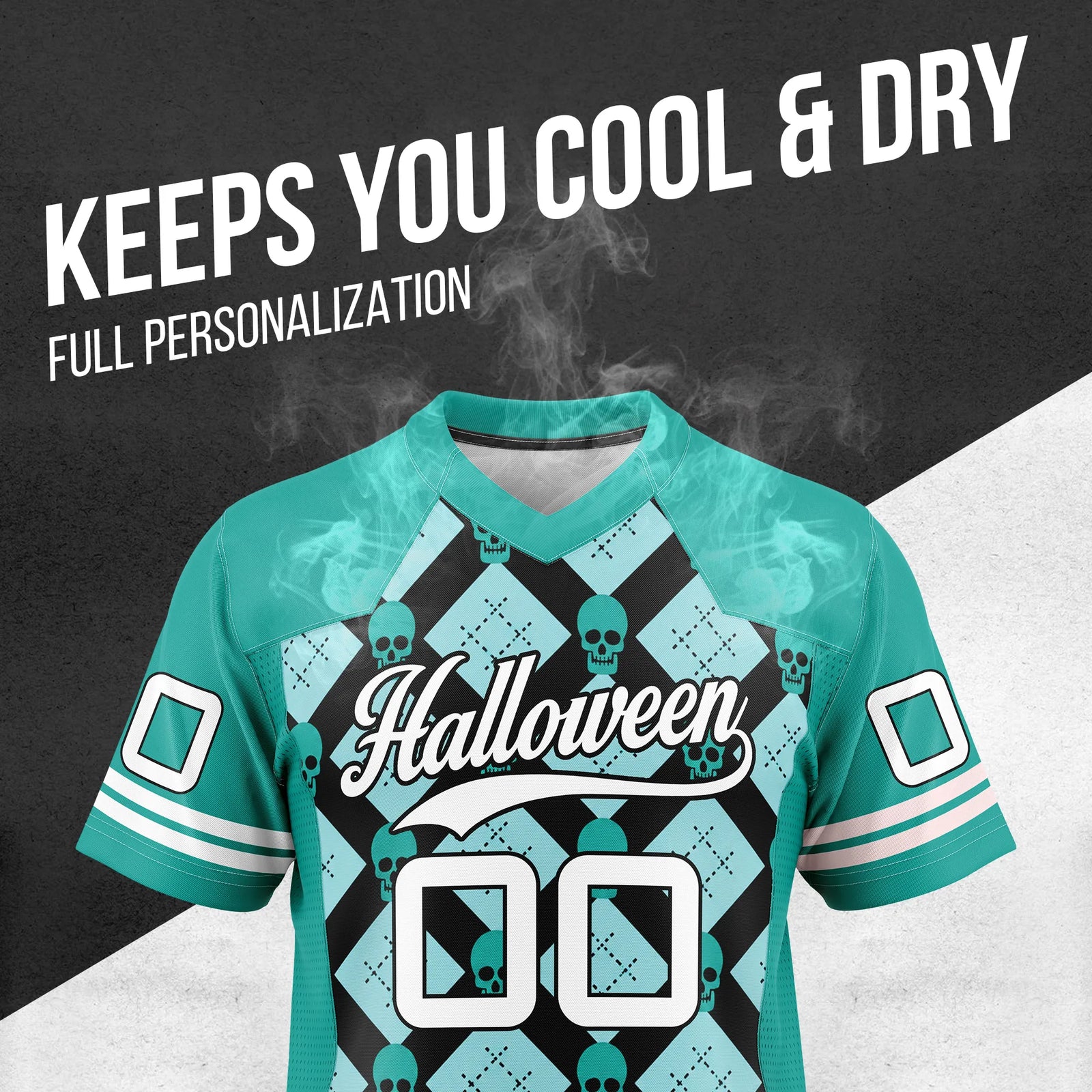 Custom Halloween Flag Football Jersey D4 Personalized Uniform with Name & Number