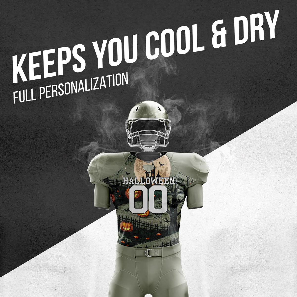 Custom Spooky Harvest Halloween American Football Jersey Personalized Uniform with Name & Number