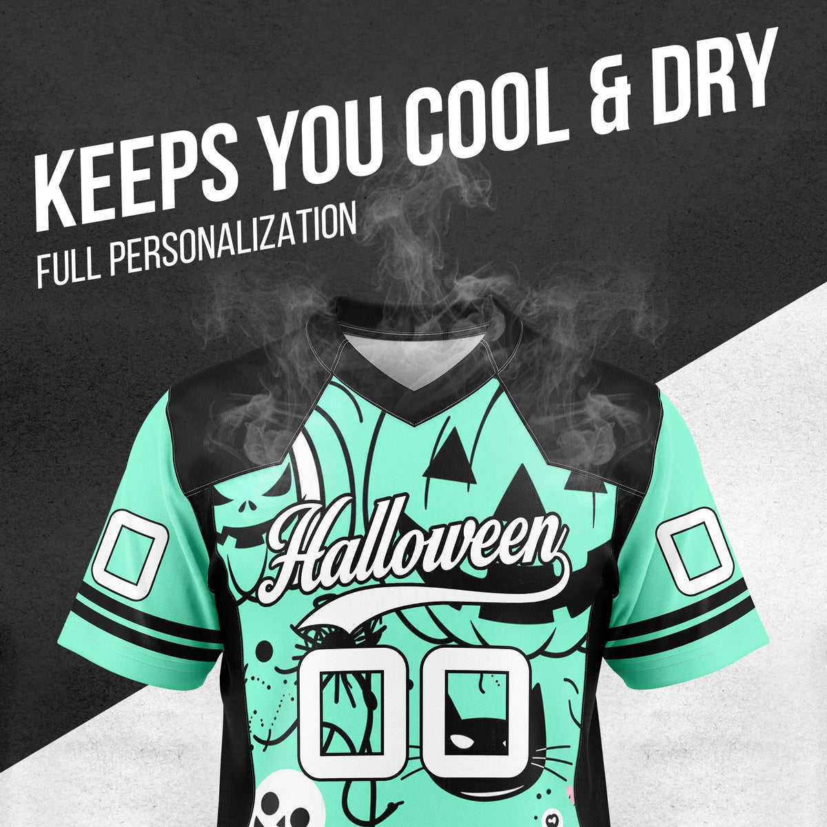 Custom Halloween Flag Football Jersey D3 Personalized Uniform with Name & Number