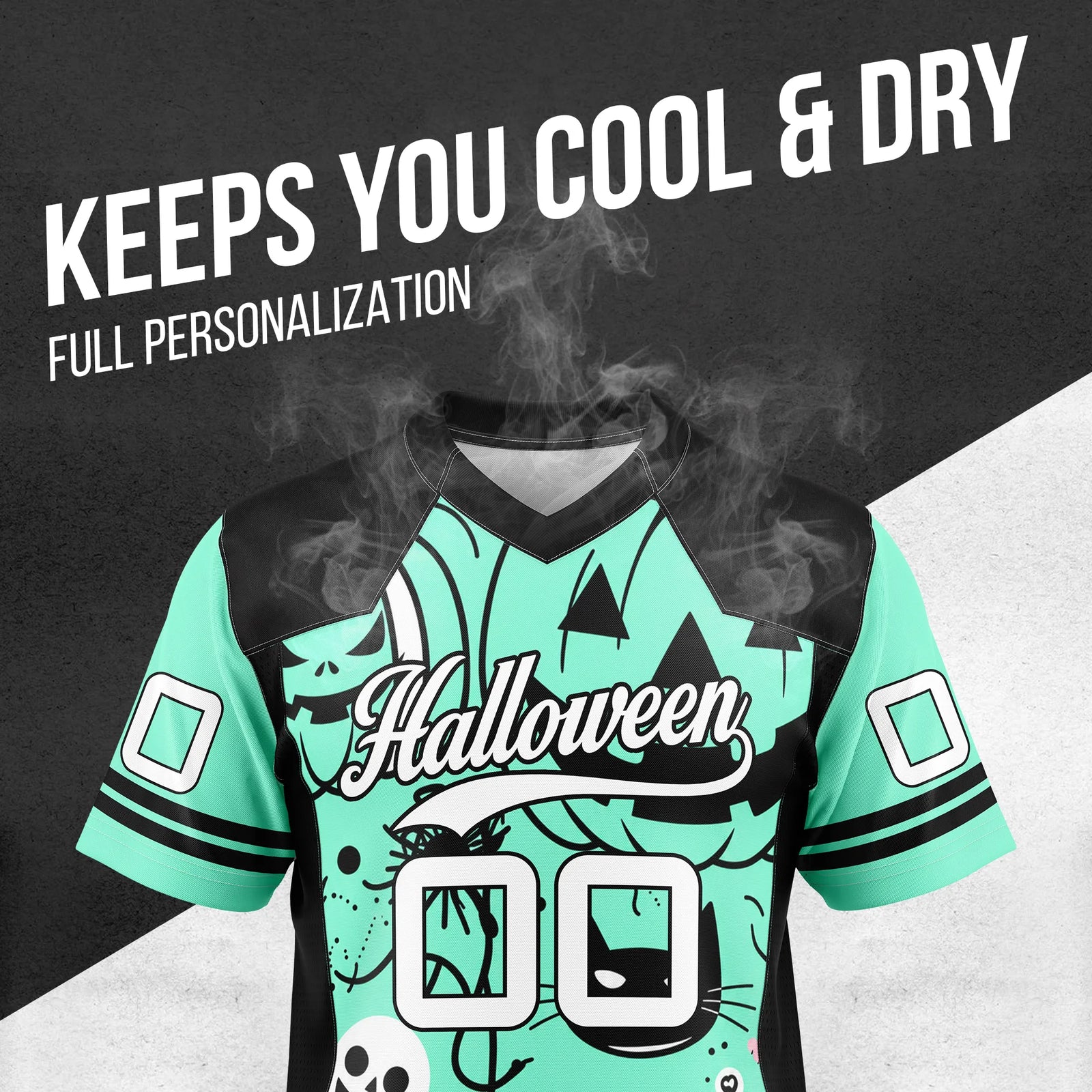 Custom Halloween Flag Football Jersey D3 Personalized Uniform with Name & Number