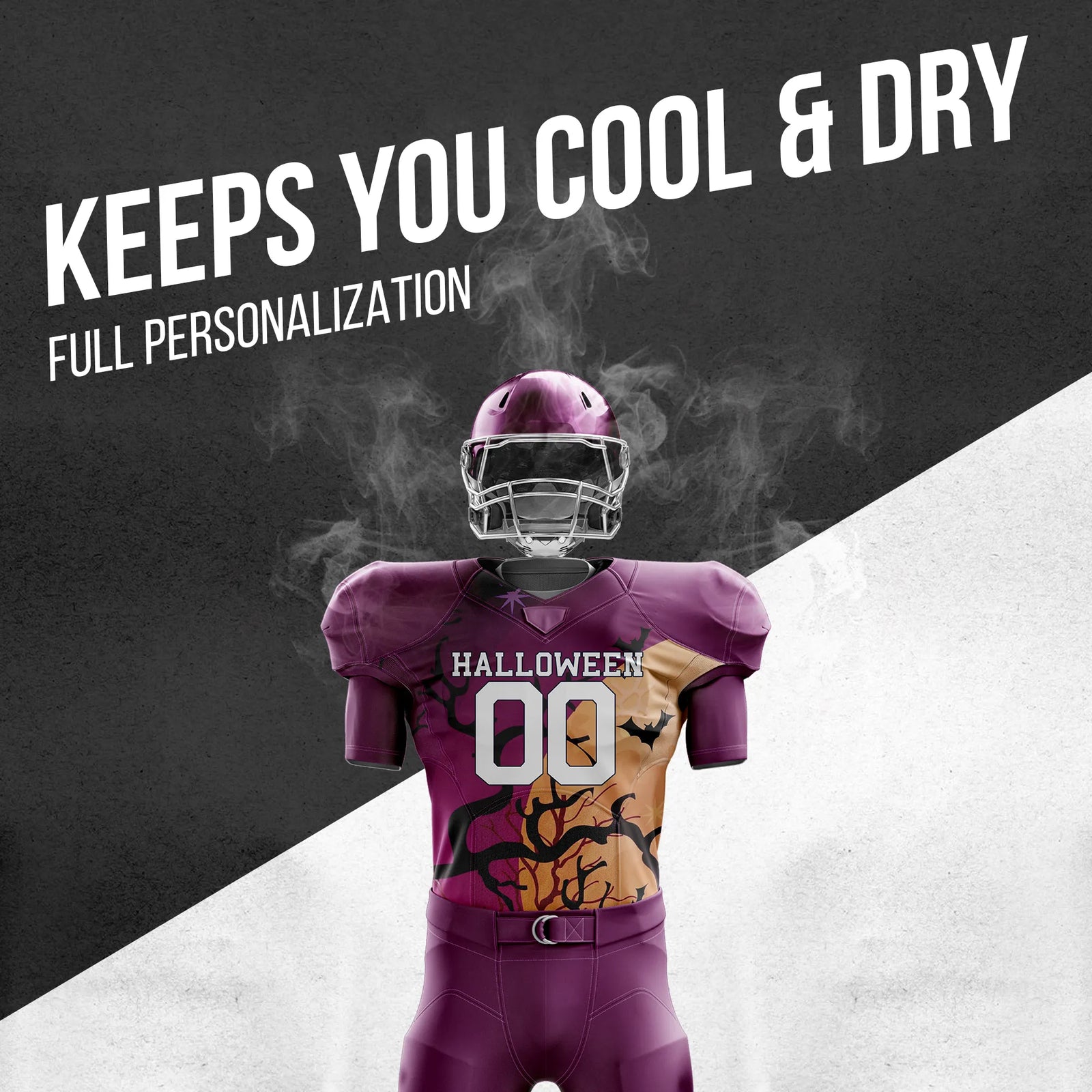 Custom Batwood Halloween American Football Jersey Personalized Uniform with Name & Number