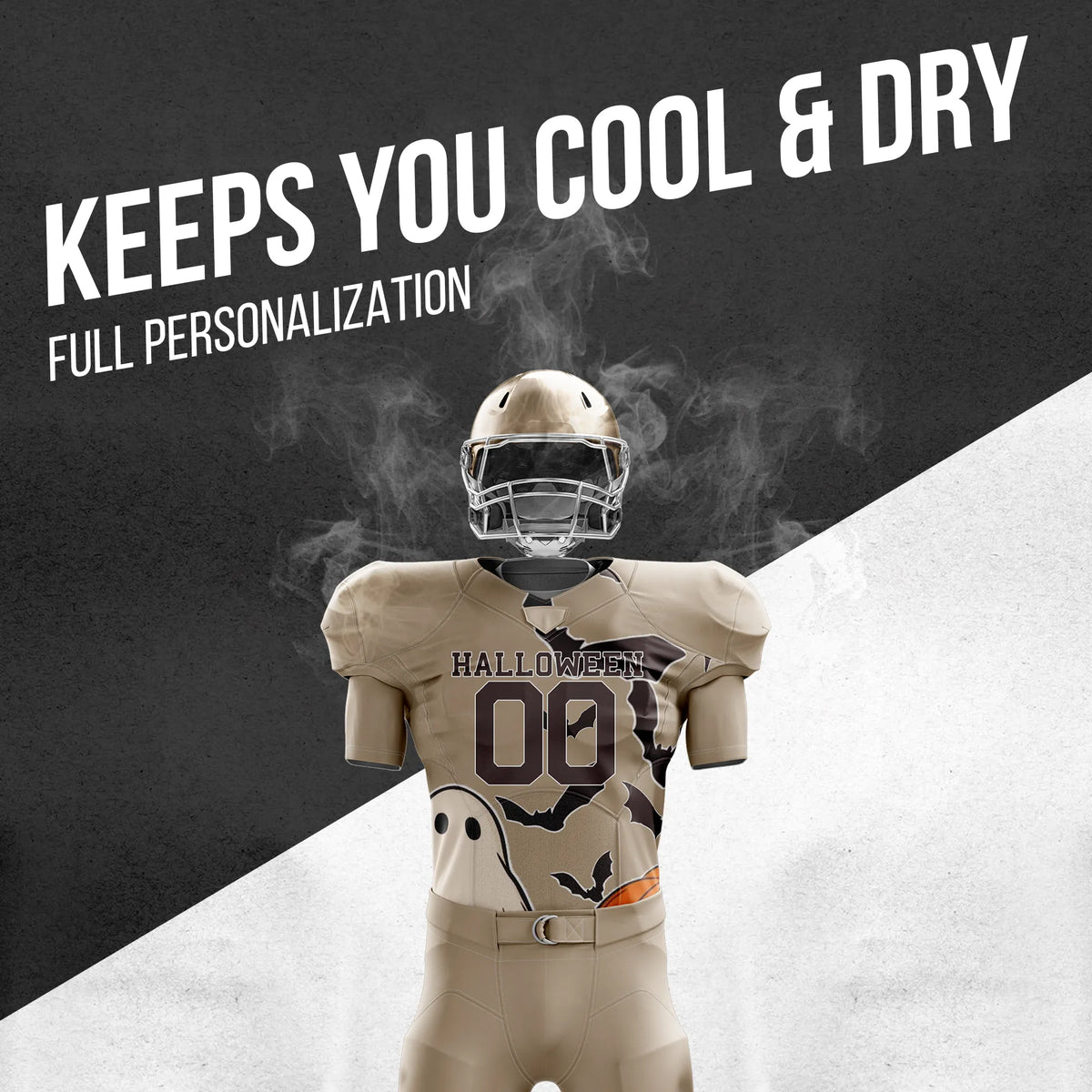 Custom Boo Bat Spooky Halloween American Football Jersey Personalized Uniform with Name & Number