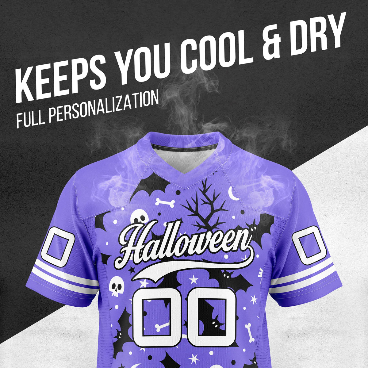 Custom Halloween Flag Football Jersey D2 Personalized Uniform with Name & Number