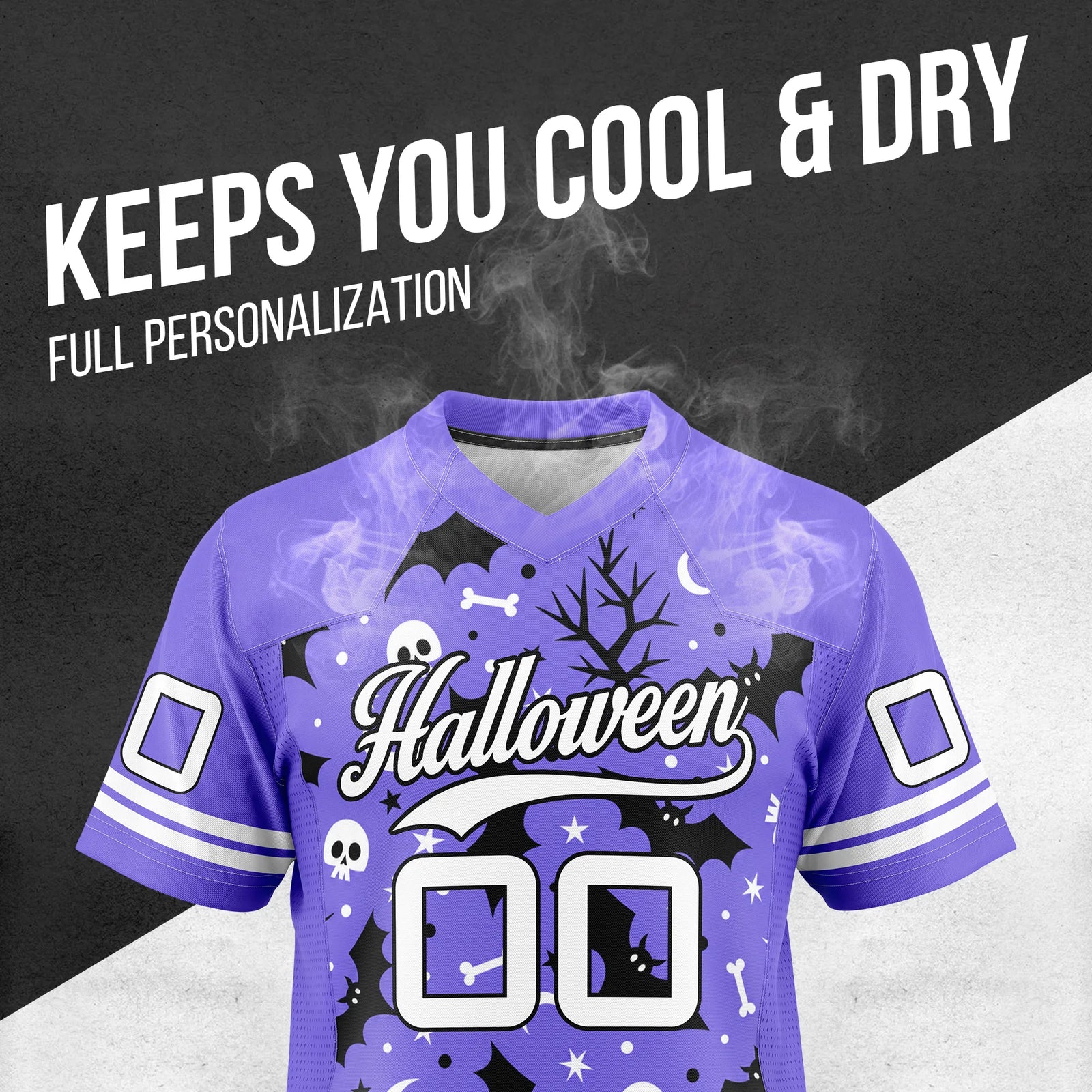 Custom Halloween Flag Football Jersey D2 Personalized Uniform with Name & Number