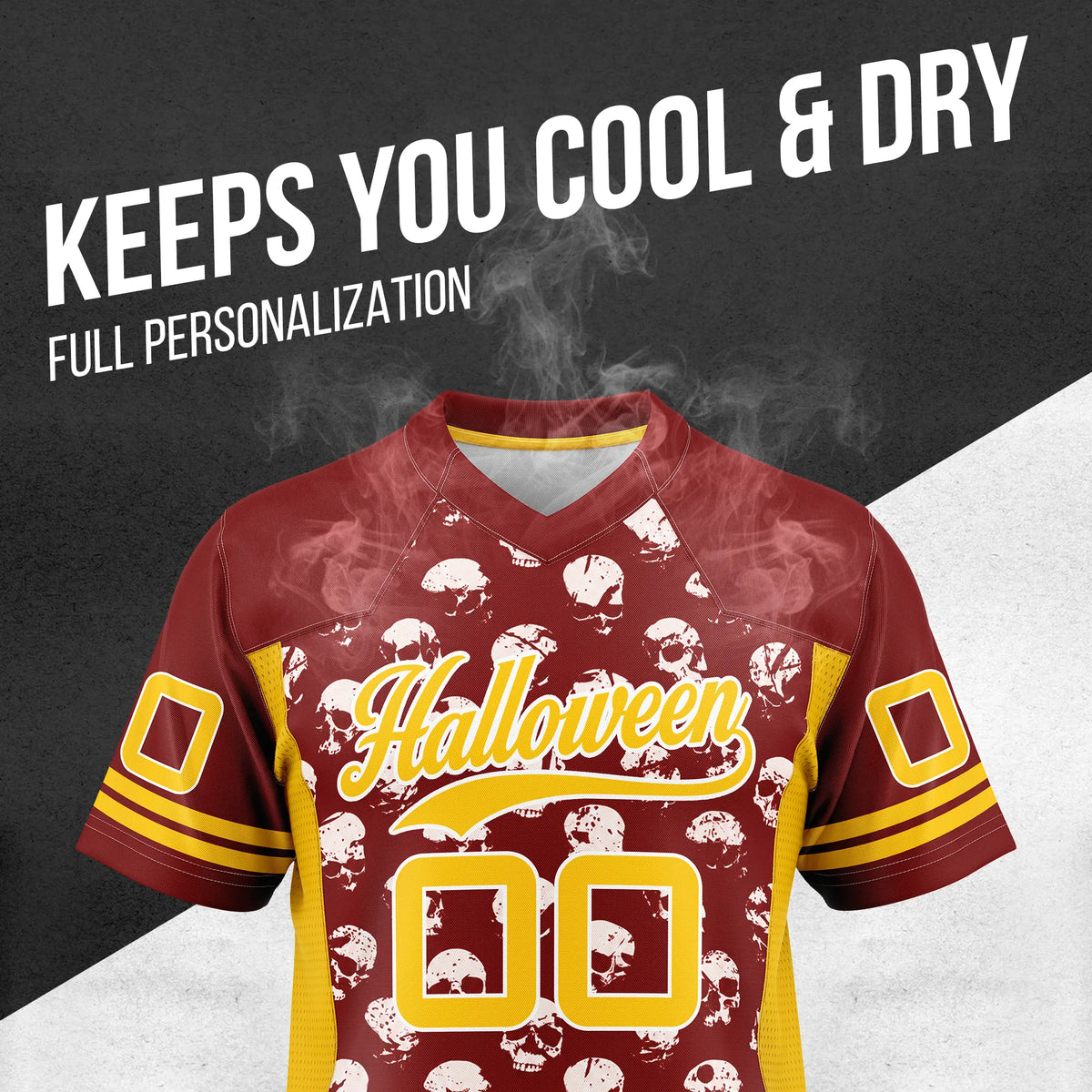 Custom Halloween Flag Football Jersey D9 Personalized Uniform with Name & Number