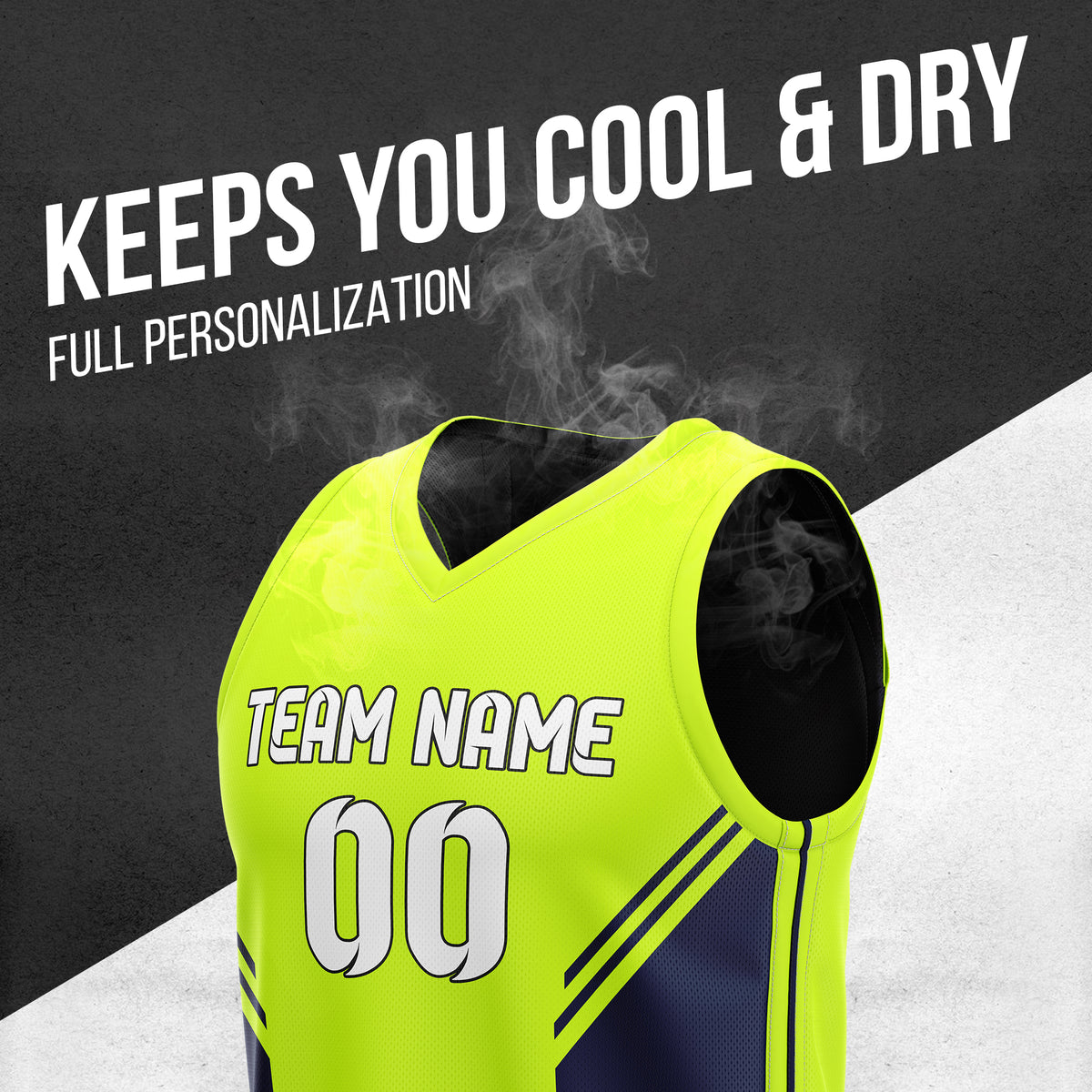 Custom Neon green V Neck  Reversible Basketball Jerseys | Personalized Double Side Tops
