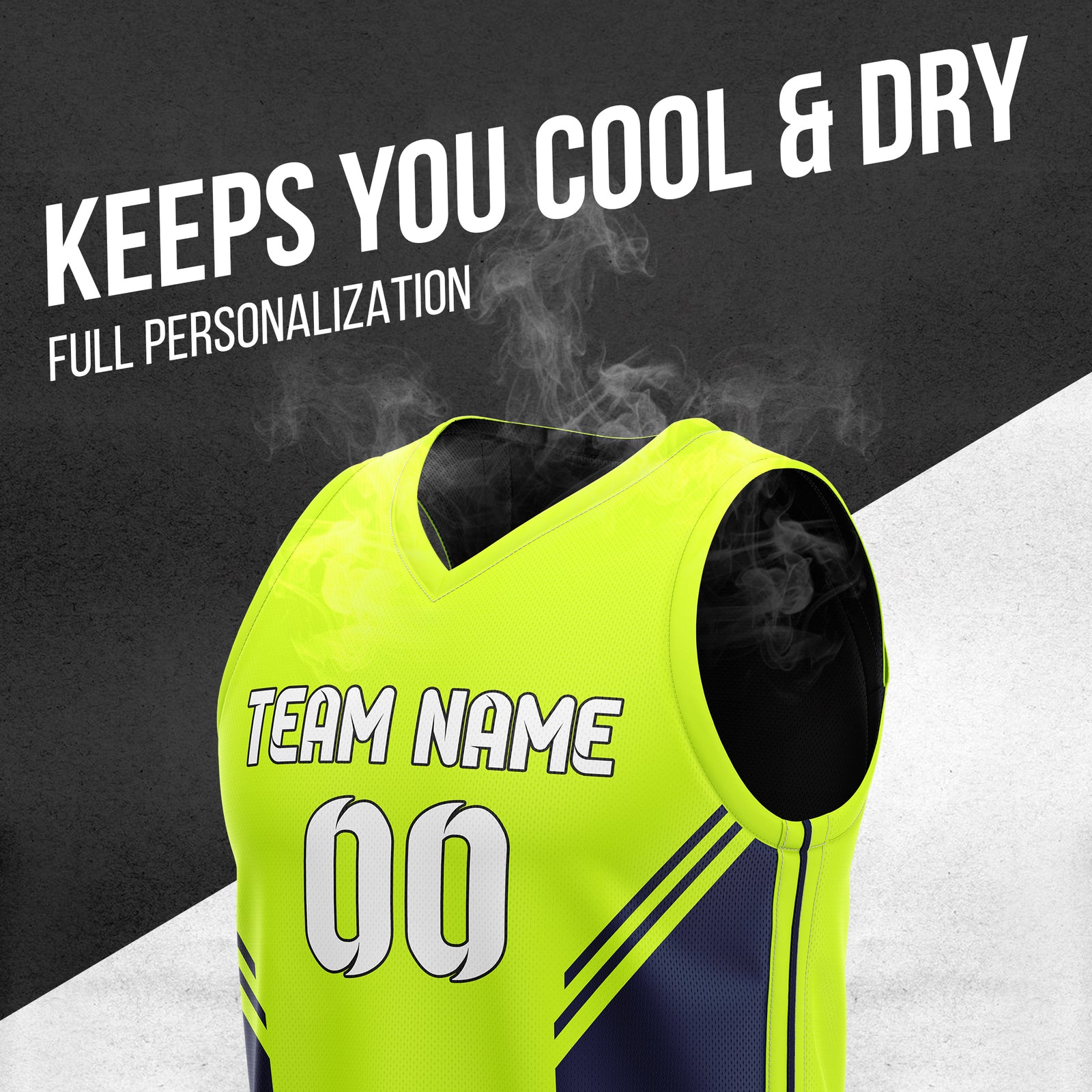 Custom Neon green V Neck  Reversible Basketball Jerseys | Personalized Double Side Tops