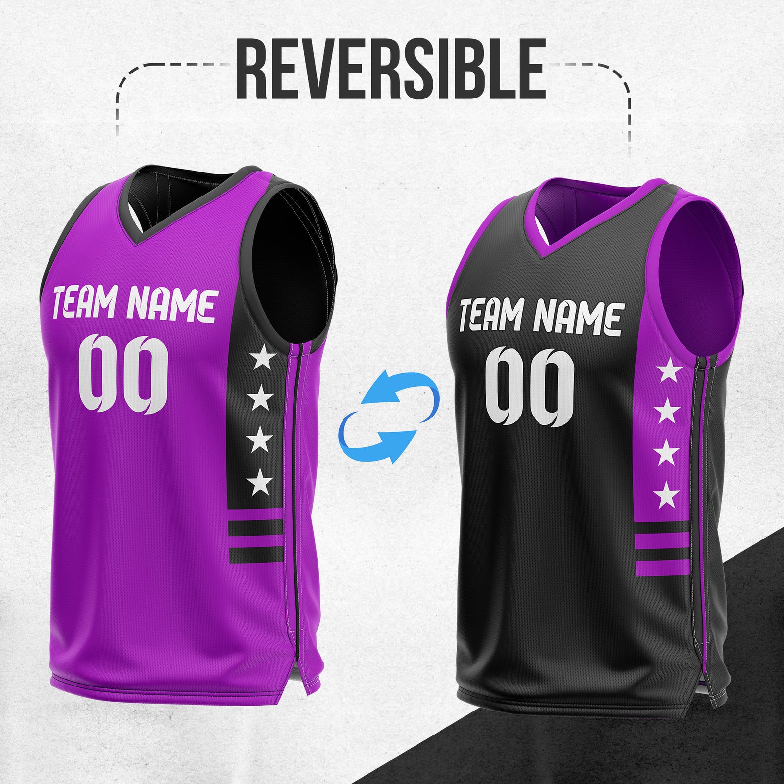 Custom Purple Double Side Reversible Sets Design Sportswear Basketball Jersey