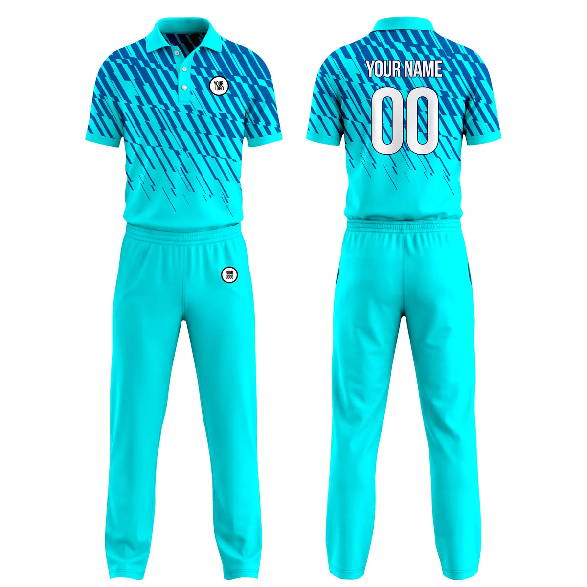 Custom Personalized D3 Geometric Pattern Cricket Kit with Name, Number & Team Logo