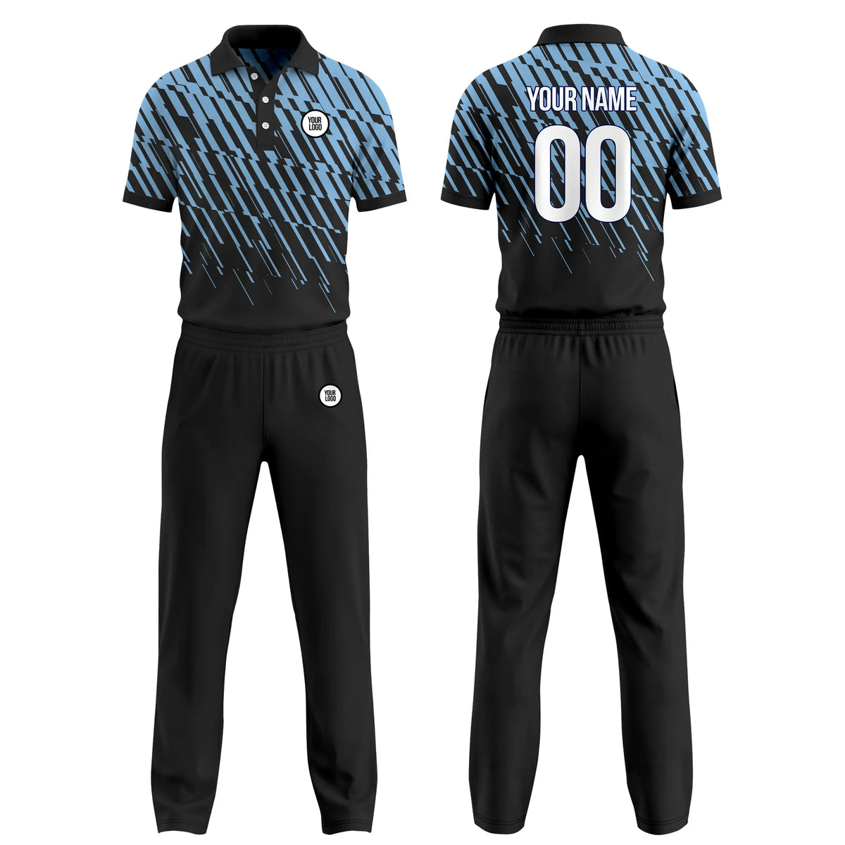 Custom Personalized D3 Geometric Pattern Cricket Kit with Name, Number & Team Logo