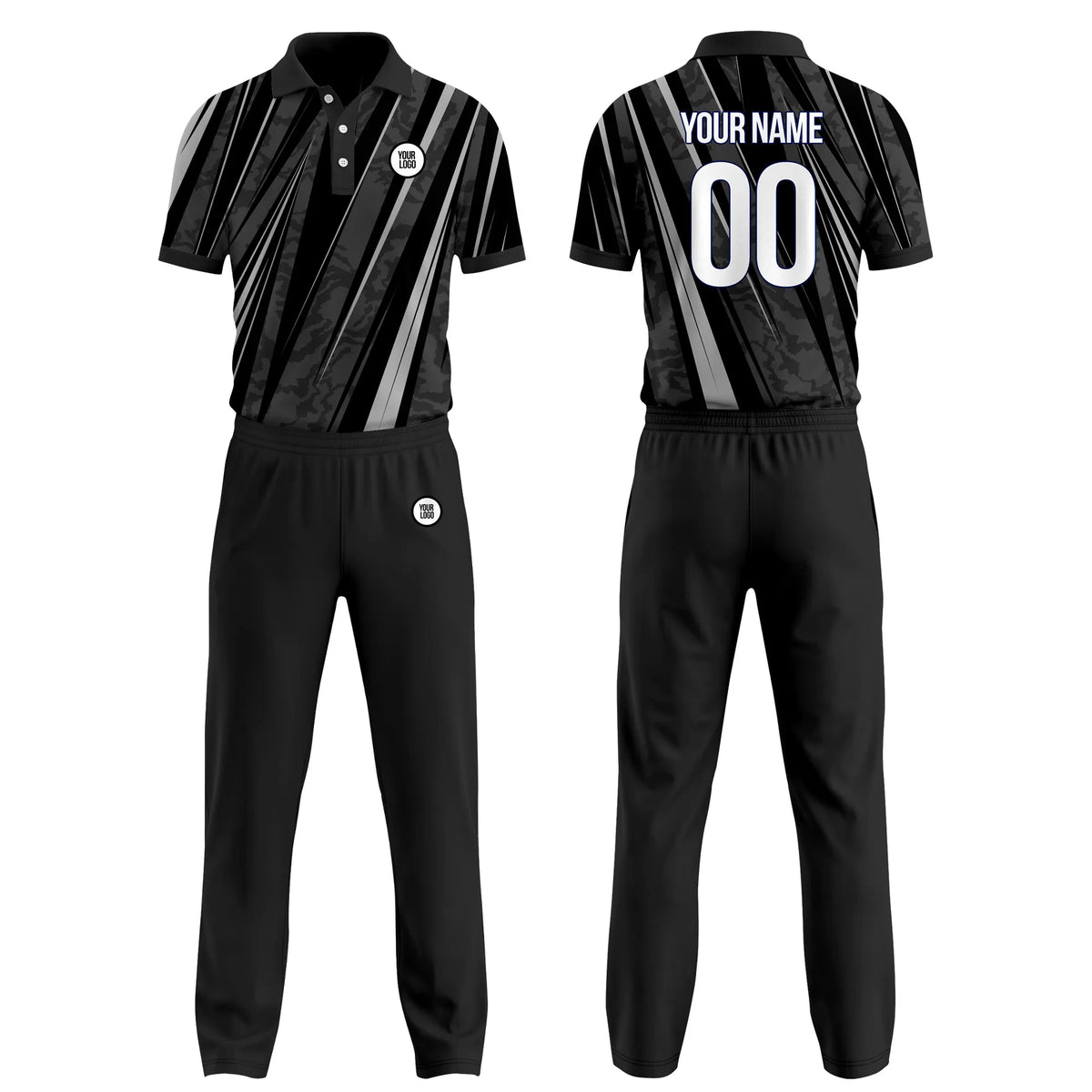 Custom Personalized D4 Geometric Pattern Cricket Kit with Name, Number & Team Logo