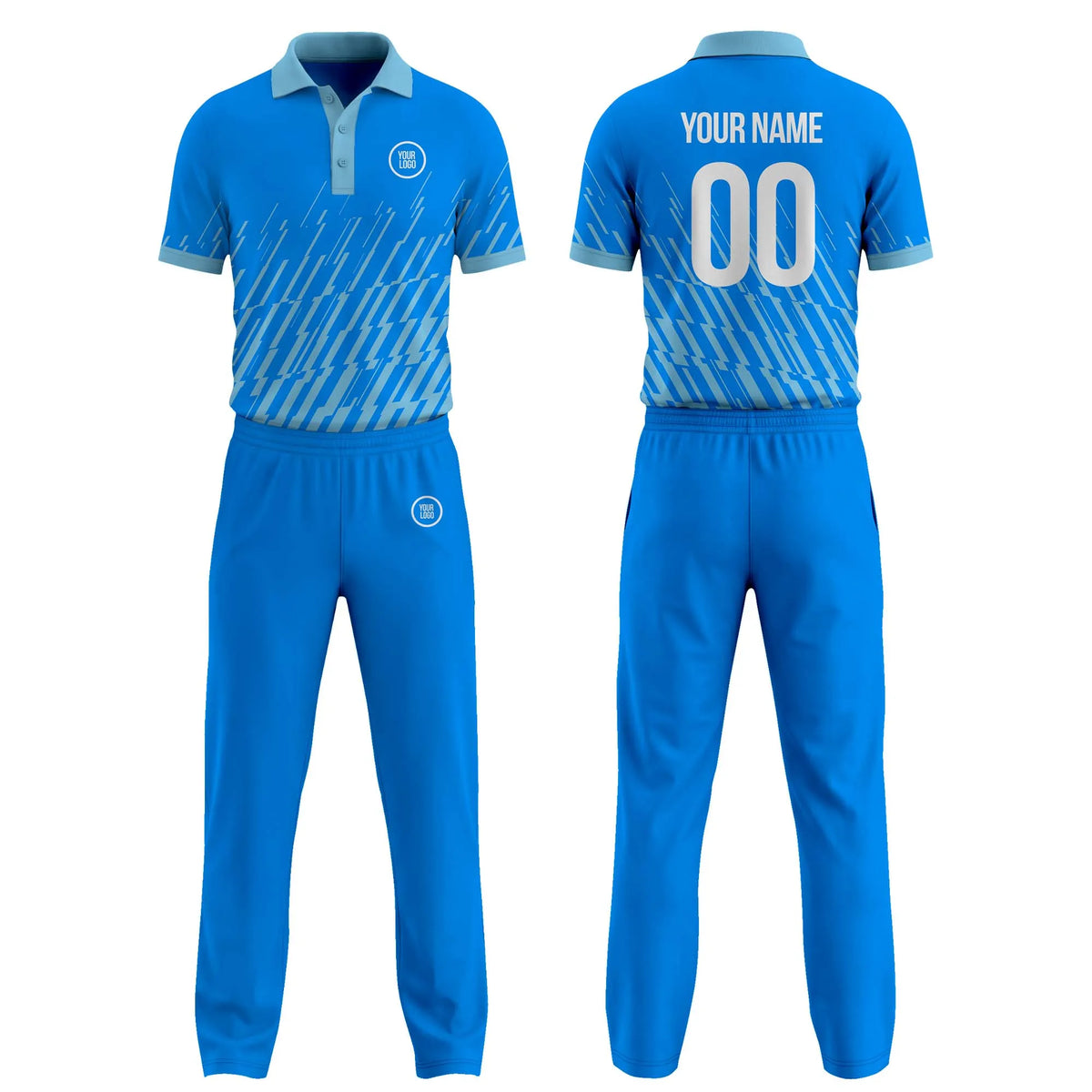 Custom Personalized D2 Side Pattern Cricket Kit with Name, Number & Team Logo