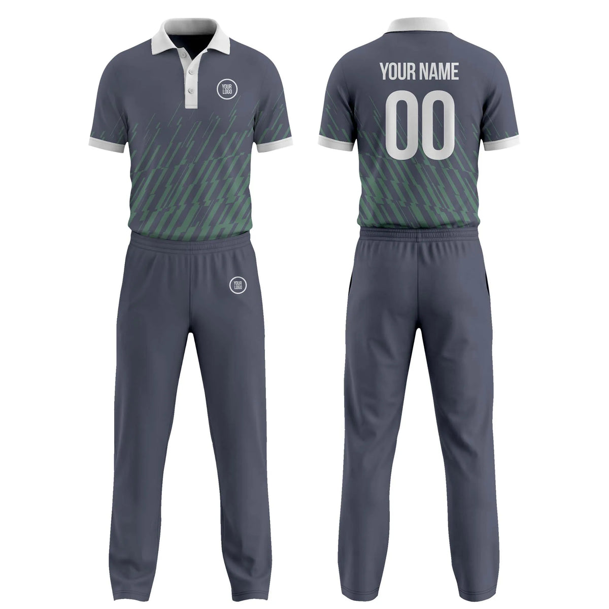 Custom Personalized D2 Side Pattern Cricket Kit with Name, Number & Team Logo