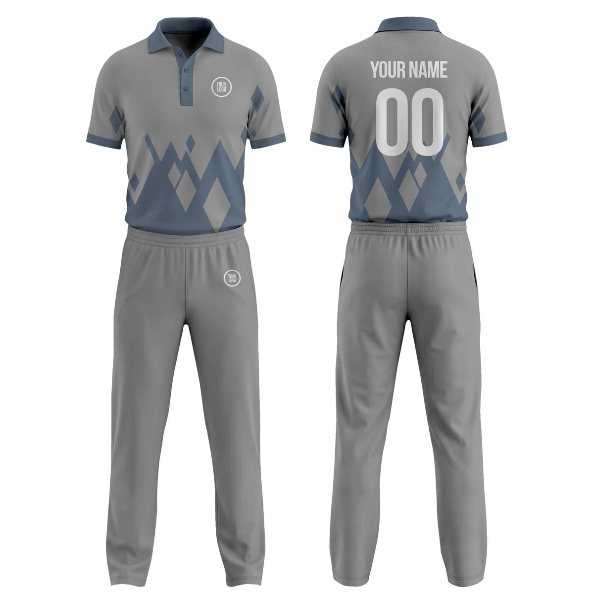 Custom Personalized D4 Side Pattern Cricket Kit with Name, Number & Team Logo