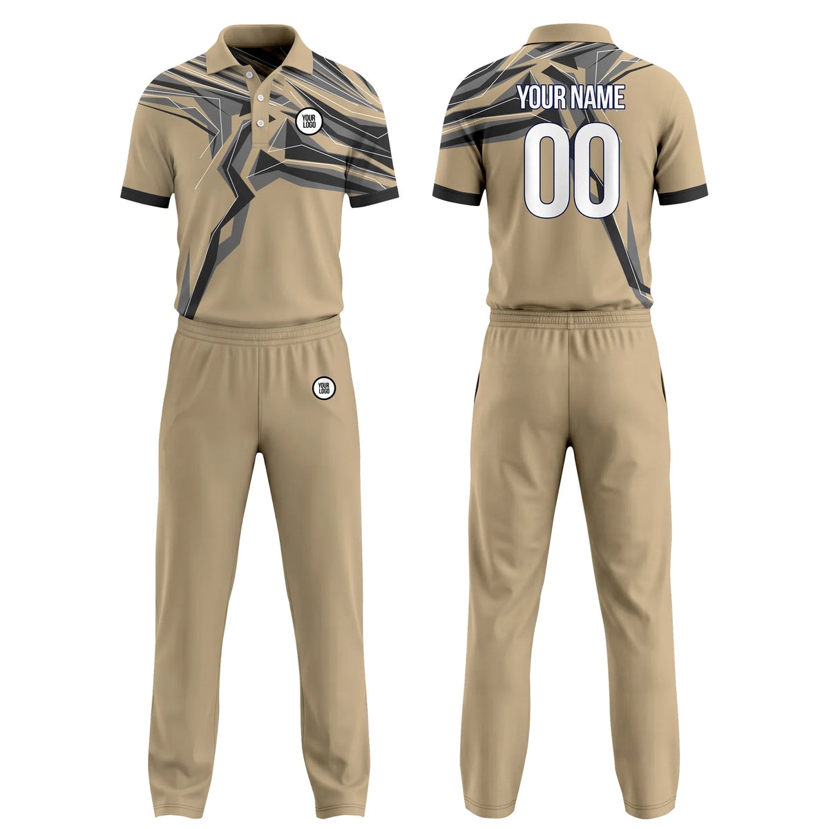 Custom Personalized D2 Geometric Pattern Cricket Kit with Name, Number &amp; Team Logo