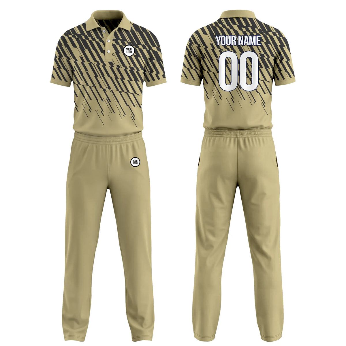 Custom Personalized D3 Geometric Pattern Cricket Kit with Name, Number &amp; Team Logo