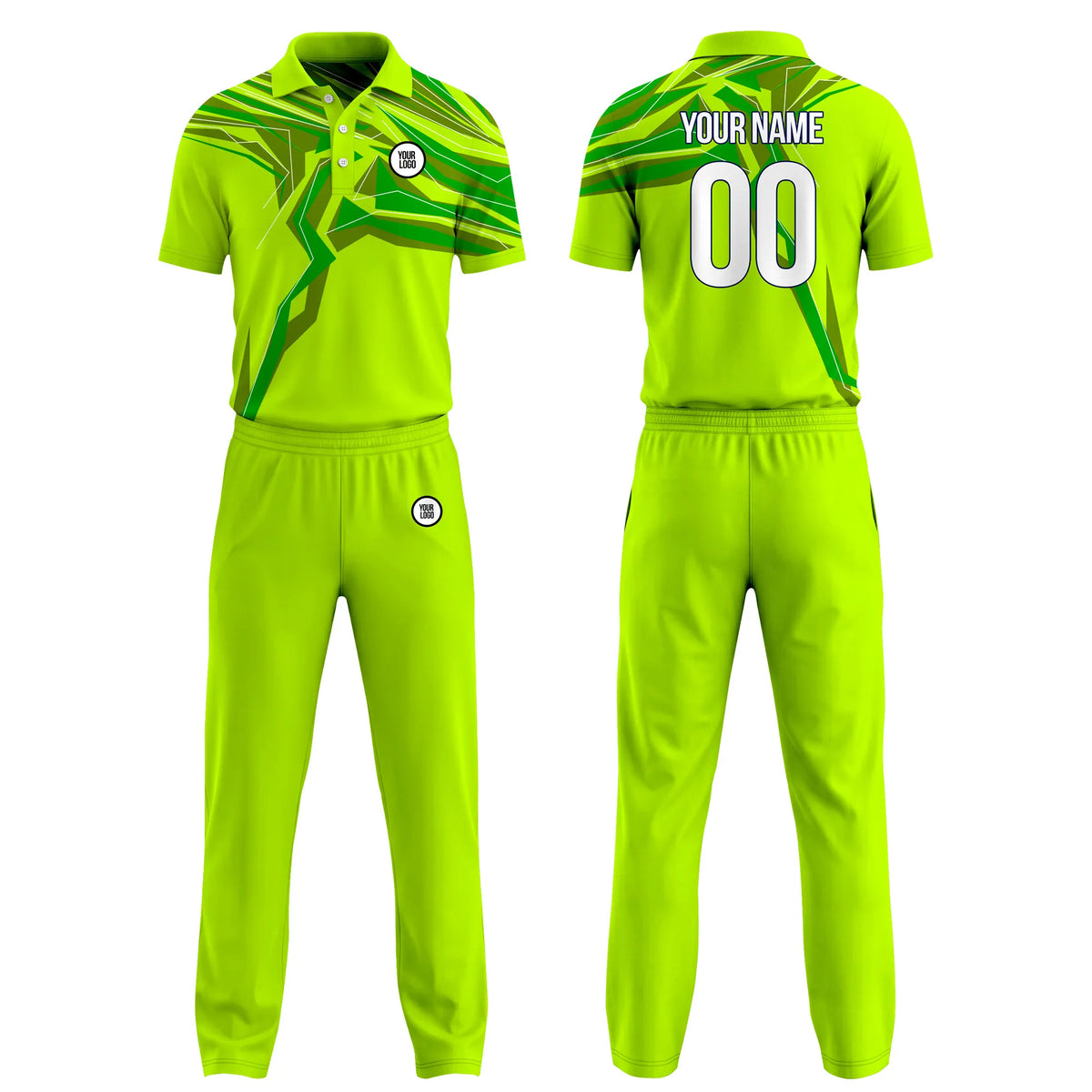 Custom Personalized D2 Geometric Pattern Cricket Kit with Name, Number & Team Logo