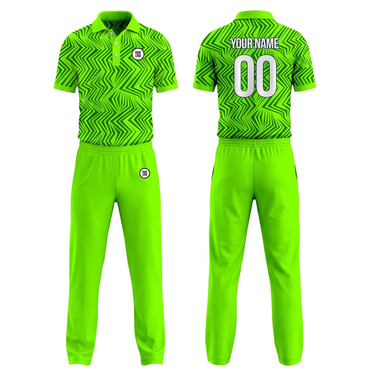 Custom Personalized D5 Geometric Pattern Cricket Kit with Name, Number & Team Logo
