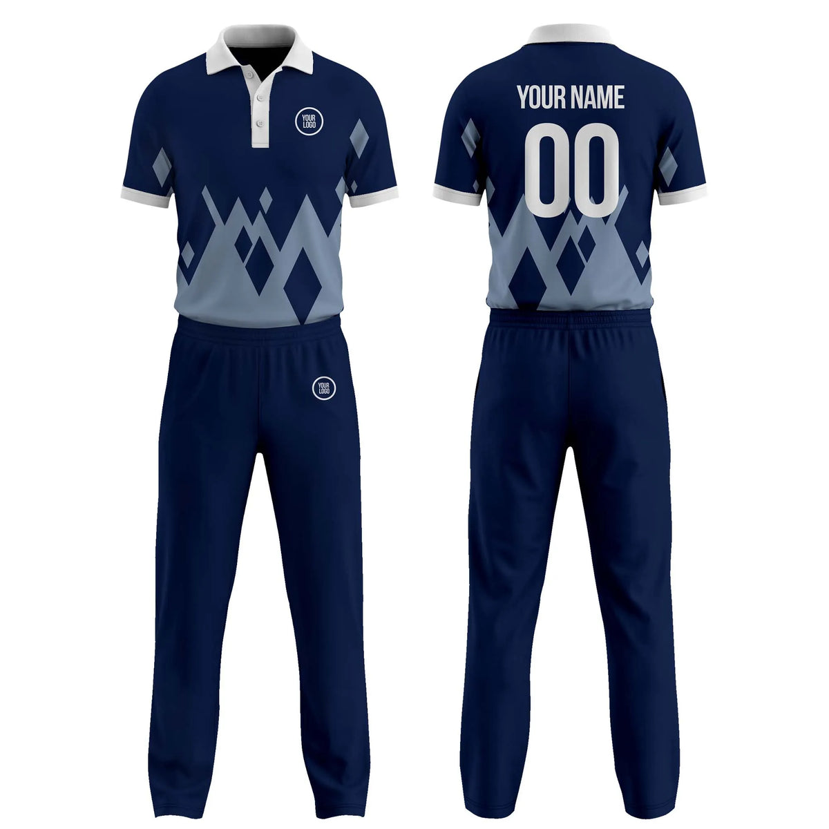 Custom Personalized D4 Side Pattern Cricket Kit with Name, Number & Team Logo