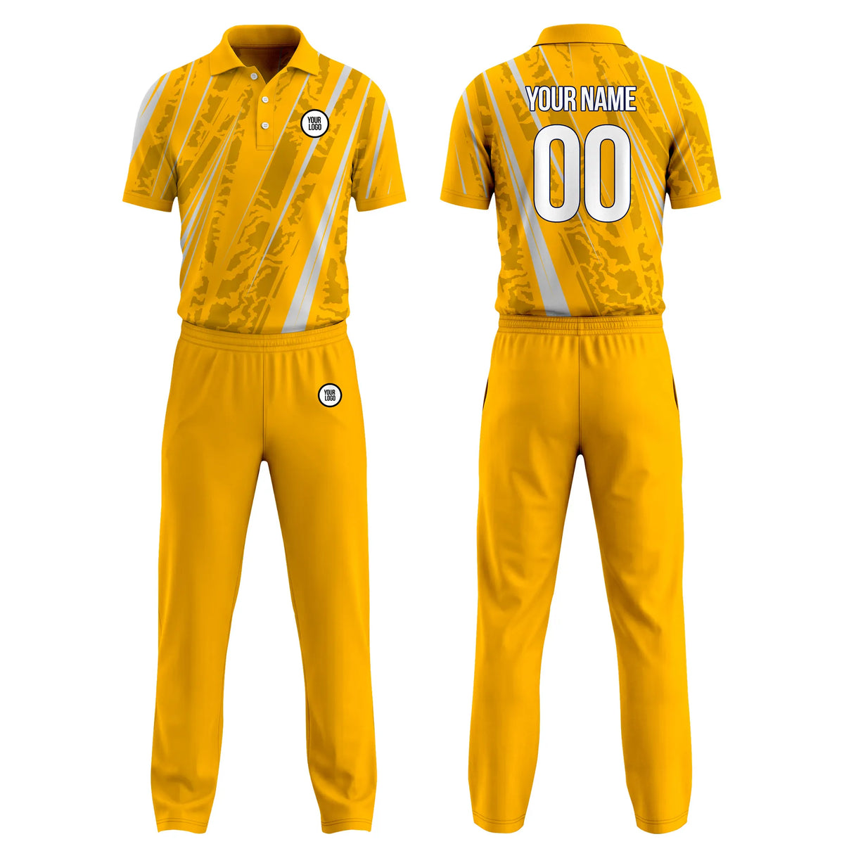 Custom Personalized D4 Geometric Pattern Cricket Kit with Name, Number & Team Logo