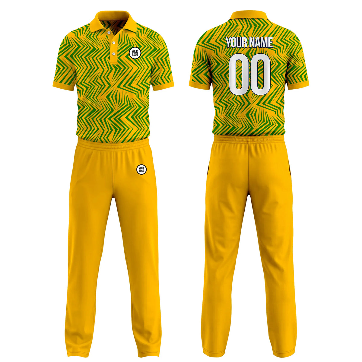 Custom Personalized D5 Geometric Pattern Cricket Kit with Name, Number & Team Logo