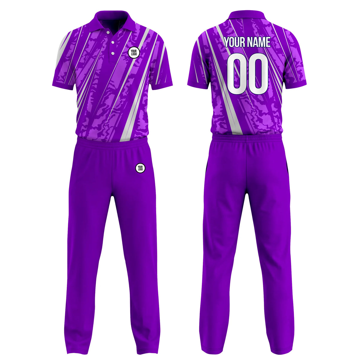 Custom Personalized D4 Geometric Pattern Cricket Kit with Name, Number & Team Logo