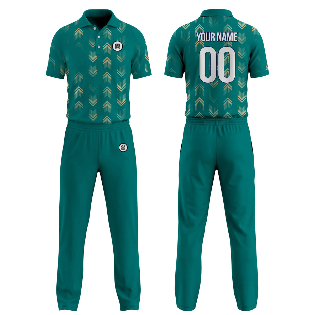 Custom Personalized D1 Geometric Pattern Cricket Kit with Name, Number & Team Logo
