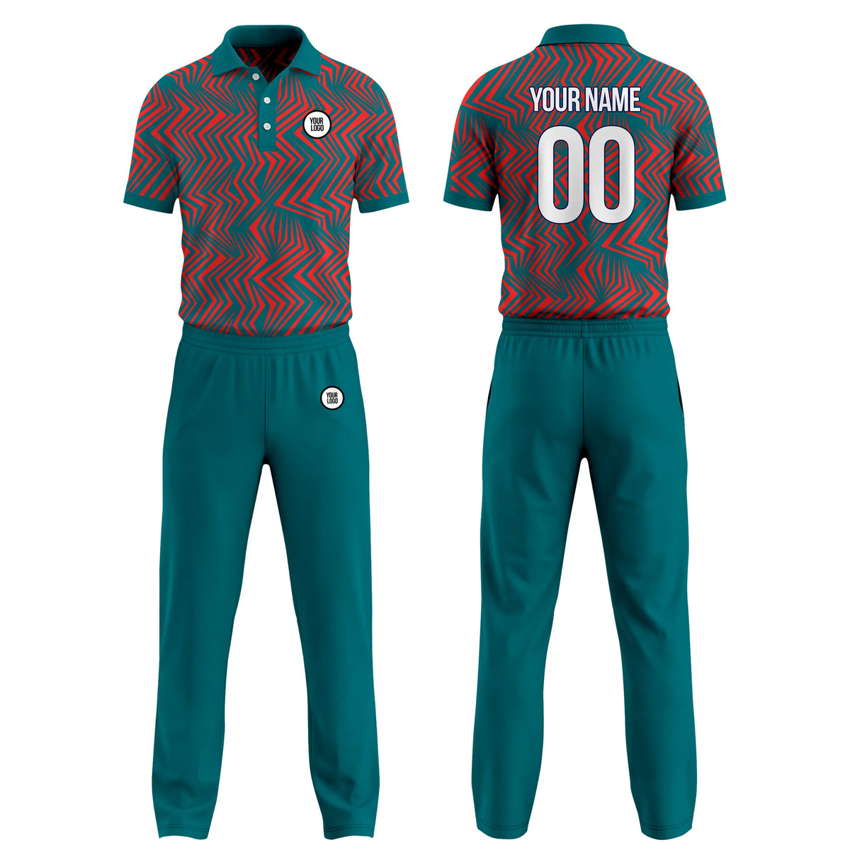 Custom Personalized D5 Geometric Pattern Cricket Kit with Name, Number & Team Logo
